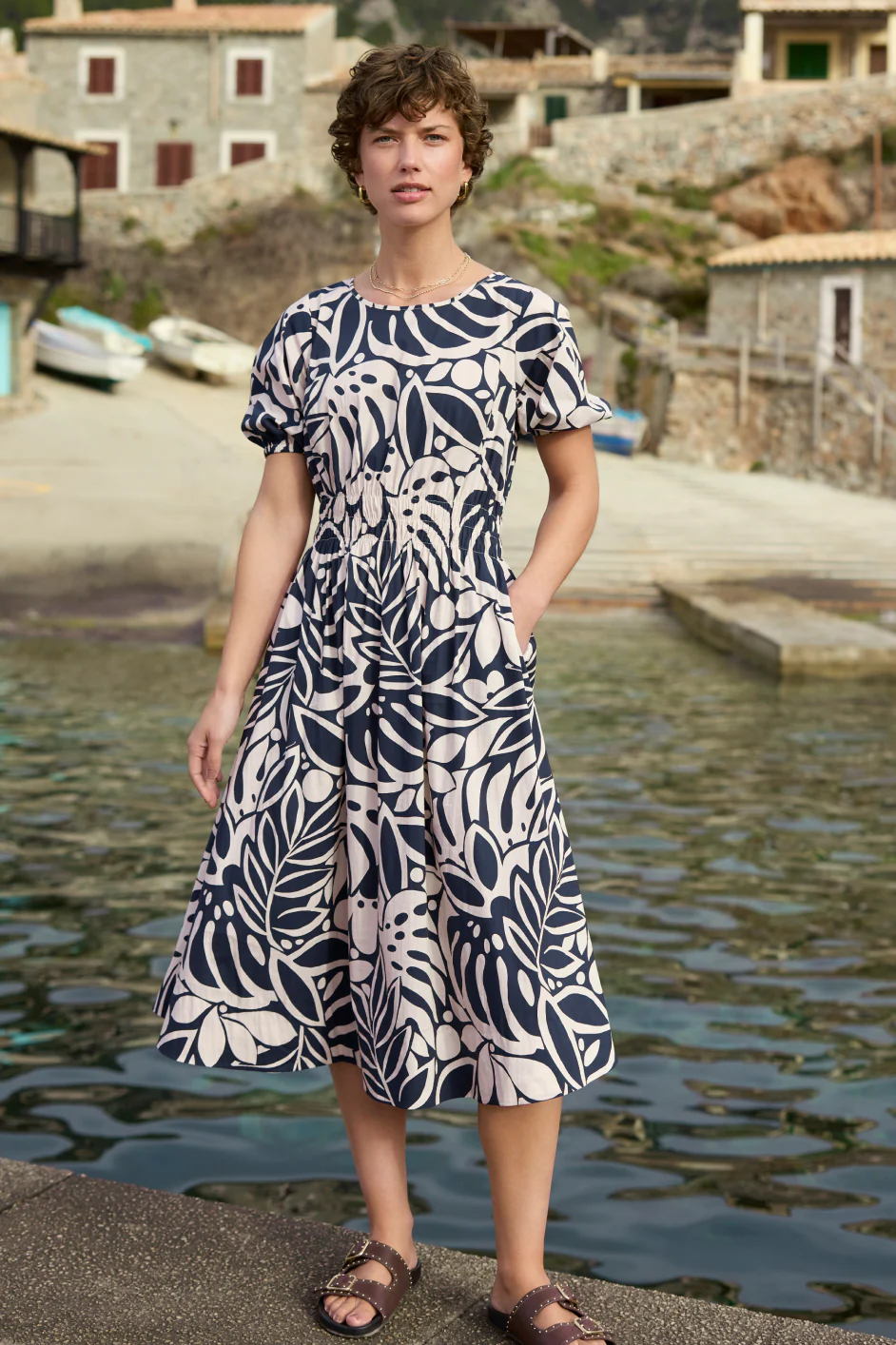 Madeleine Dress - Midnight/Ecru - Image 2