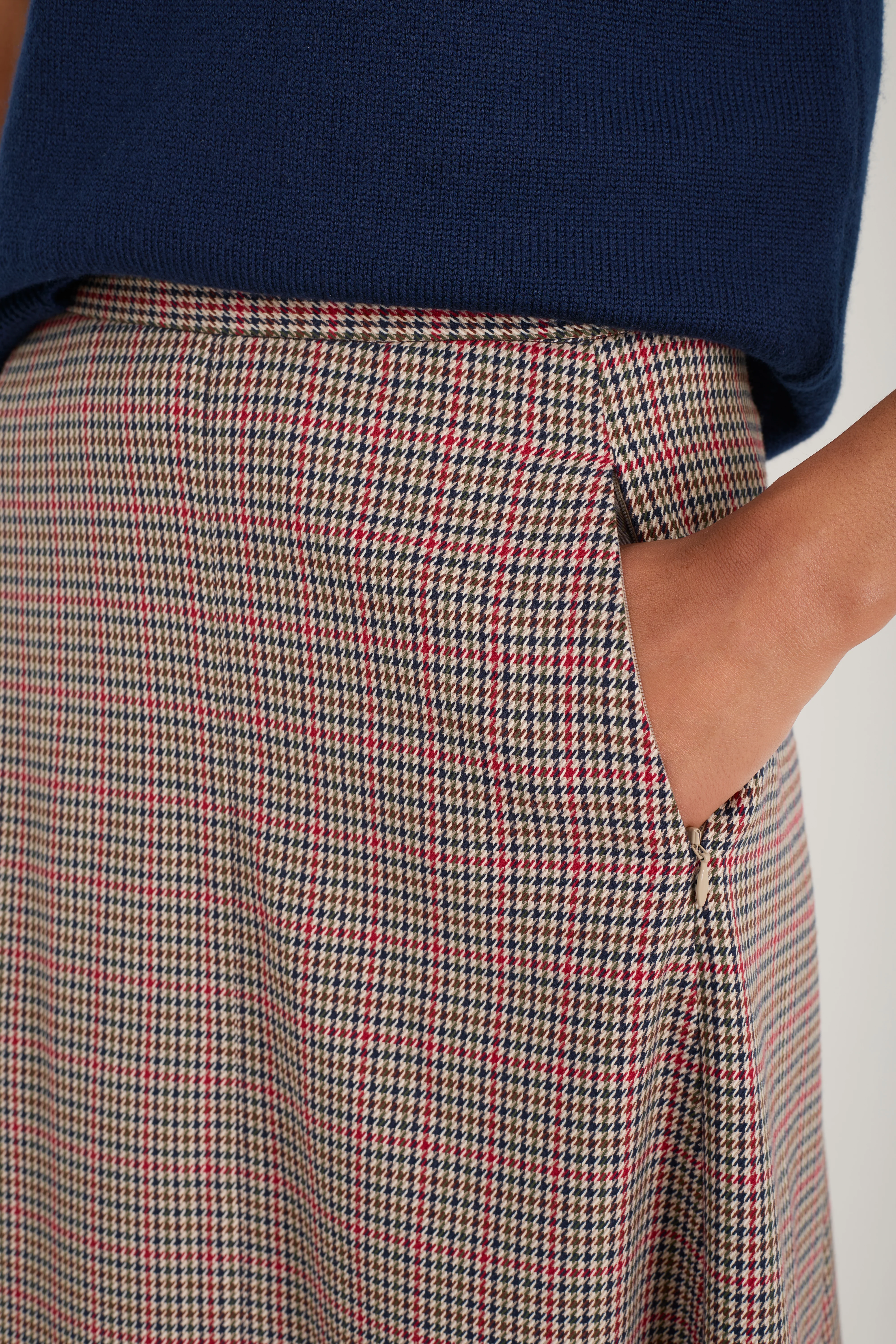 Madeleine Skirt - Tan/Red Check - Image 2