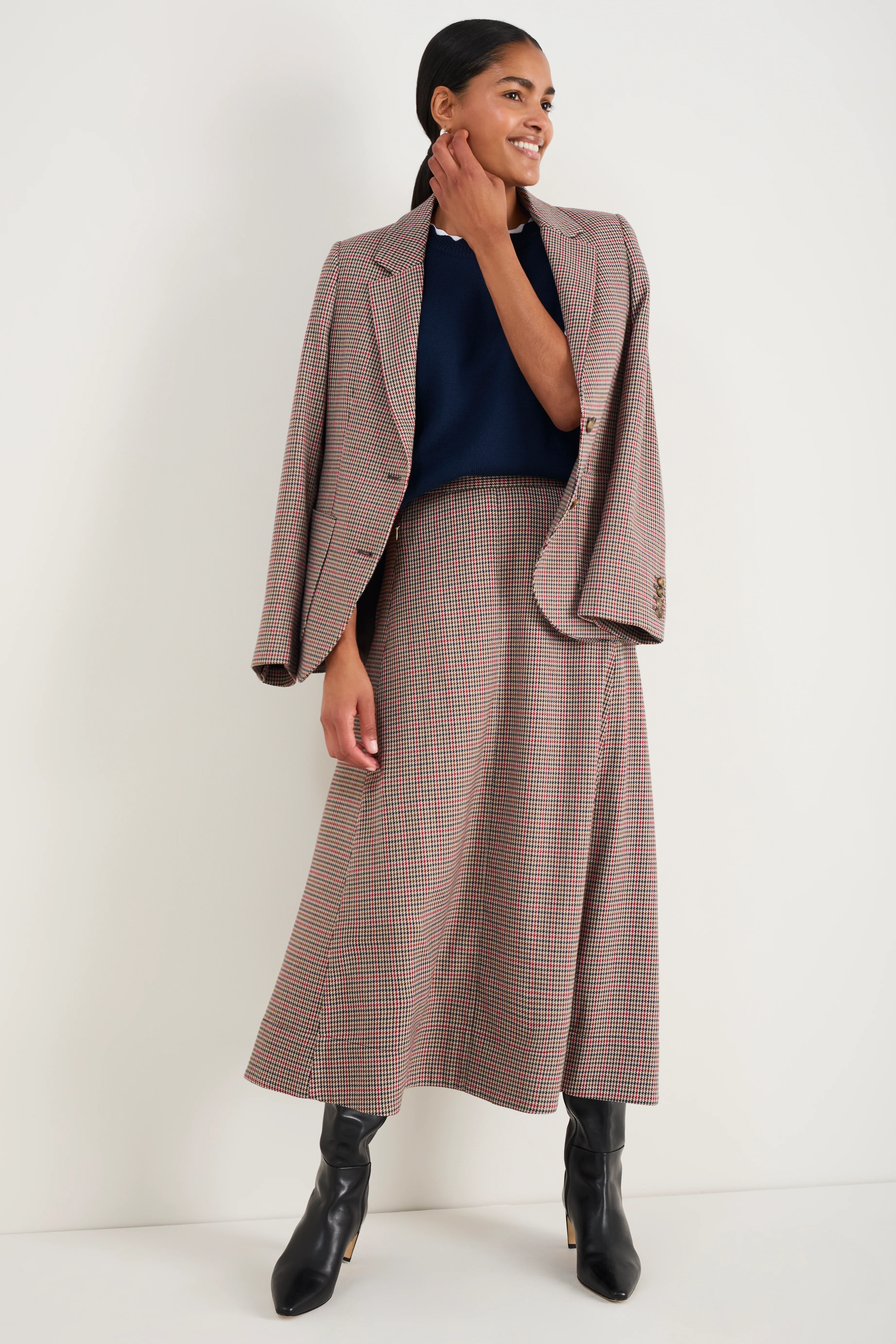 Madeleine Skirt - Tan/Red Check - Image 3