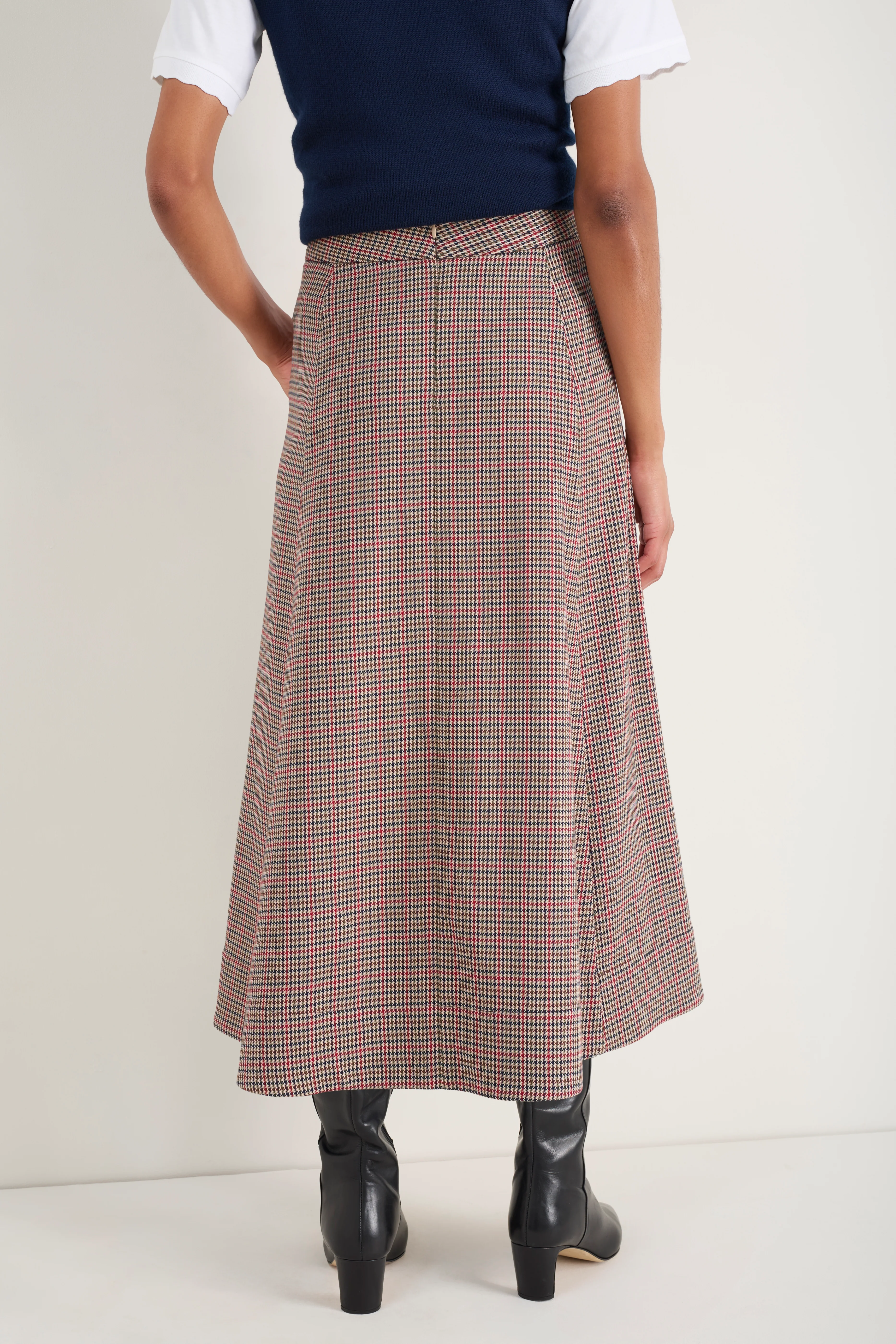 Madeleine Skirt - Tan/Red Check - Image 5