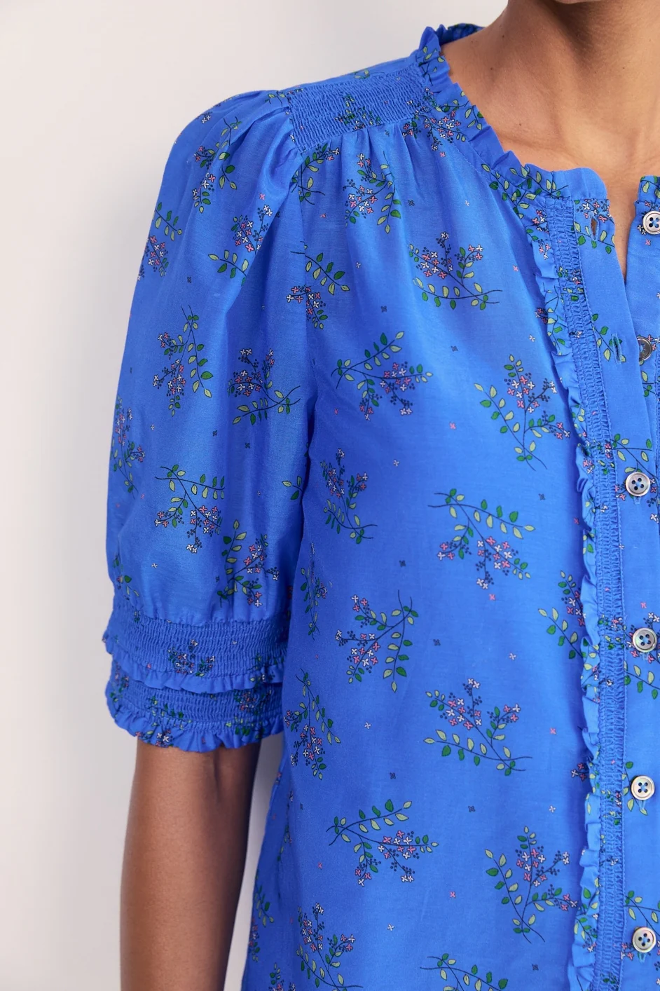 Maeve Silk Blend Top - Regatta Blue Whimsical Sprig - Image 2