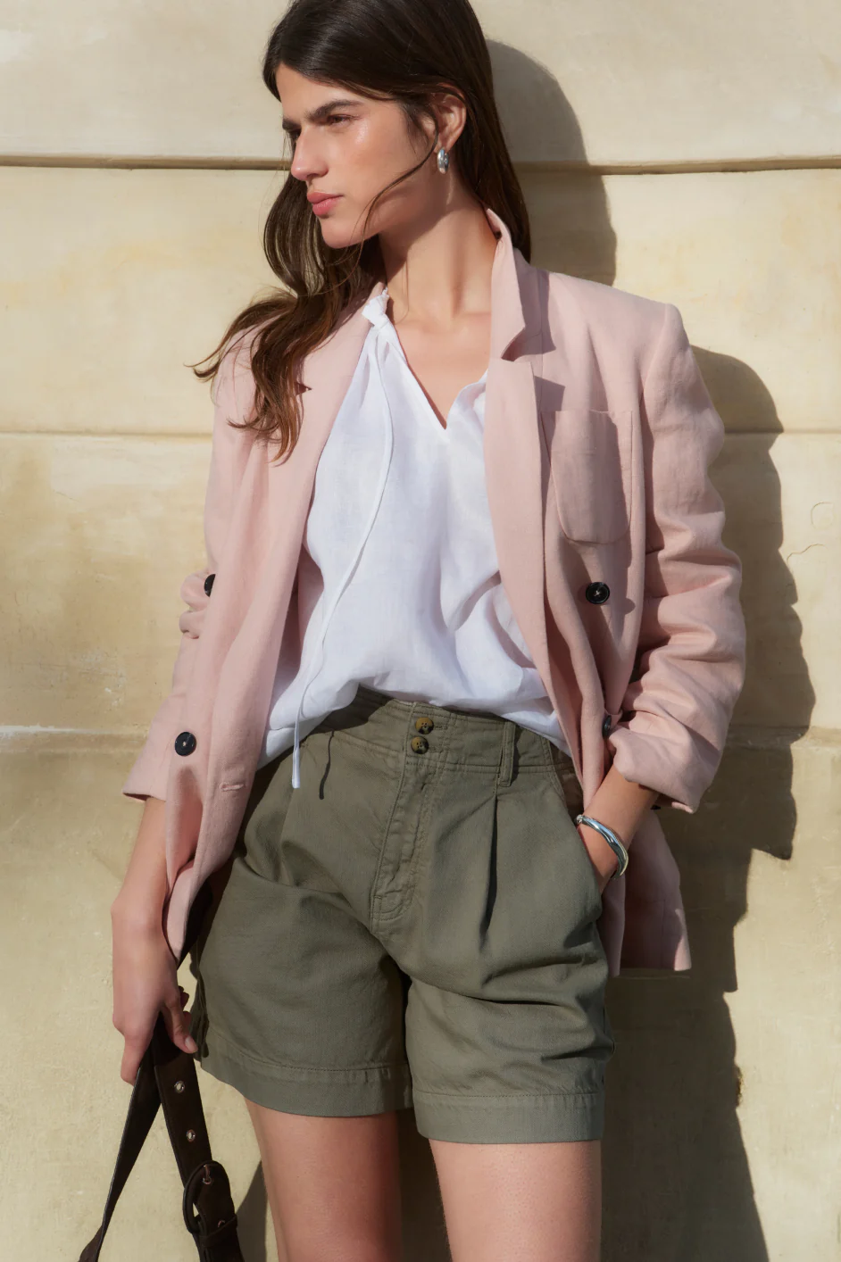 Maisie Double Breasted Blazer - Dusky Pink - Image 2