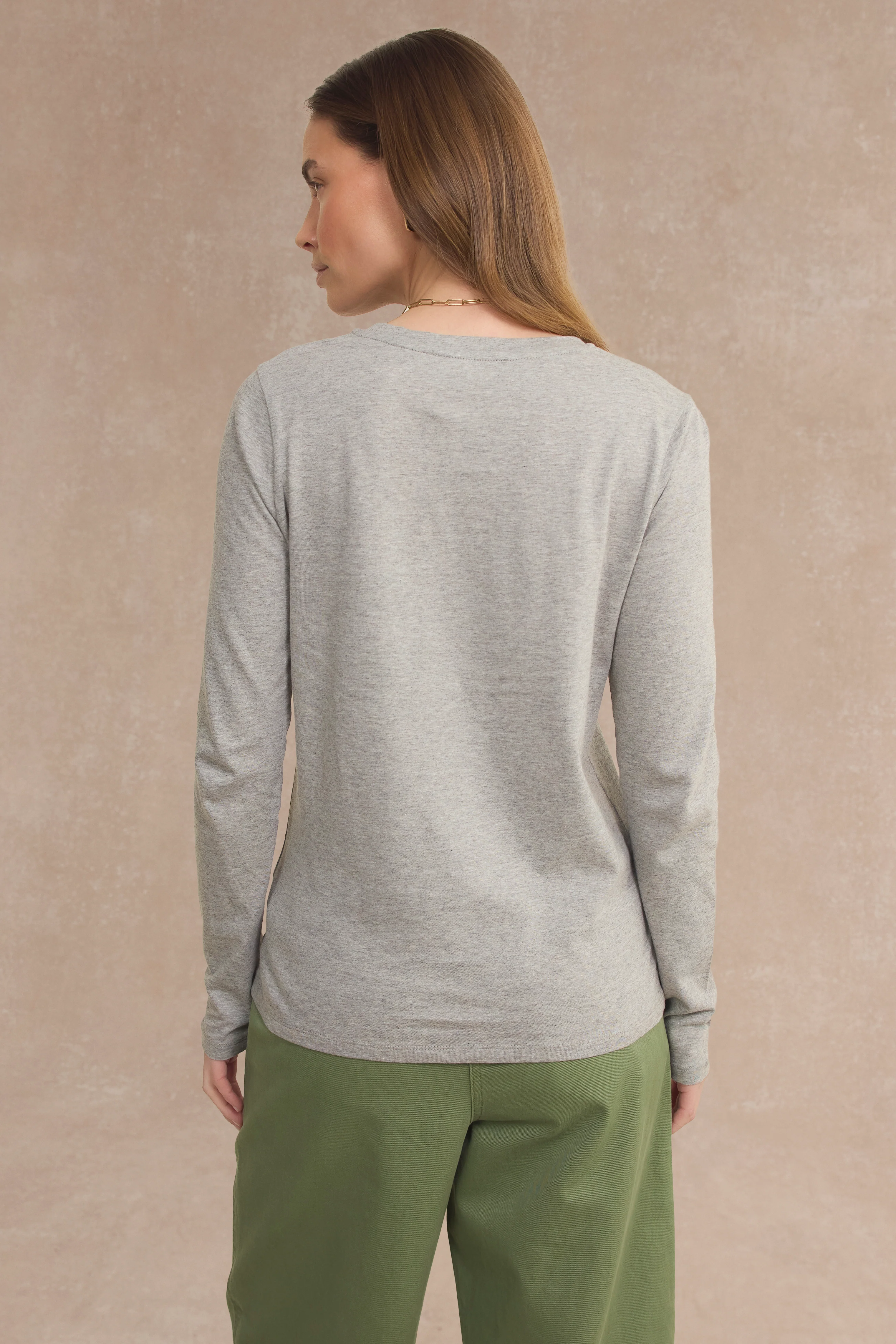 Margo Long Sleeve Jersey Top - Grey Marl - Image 4