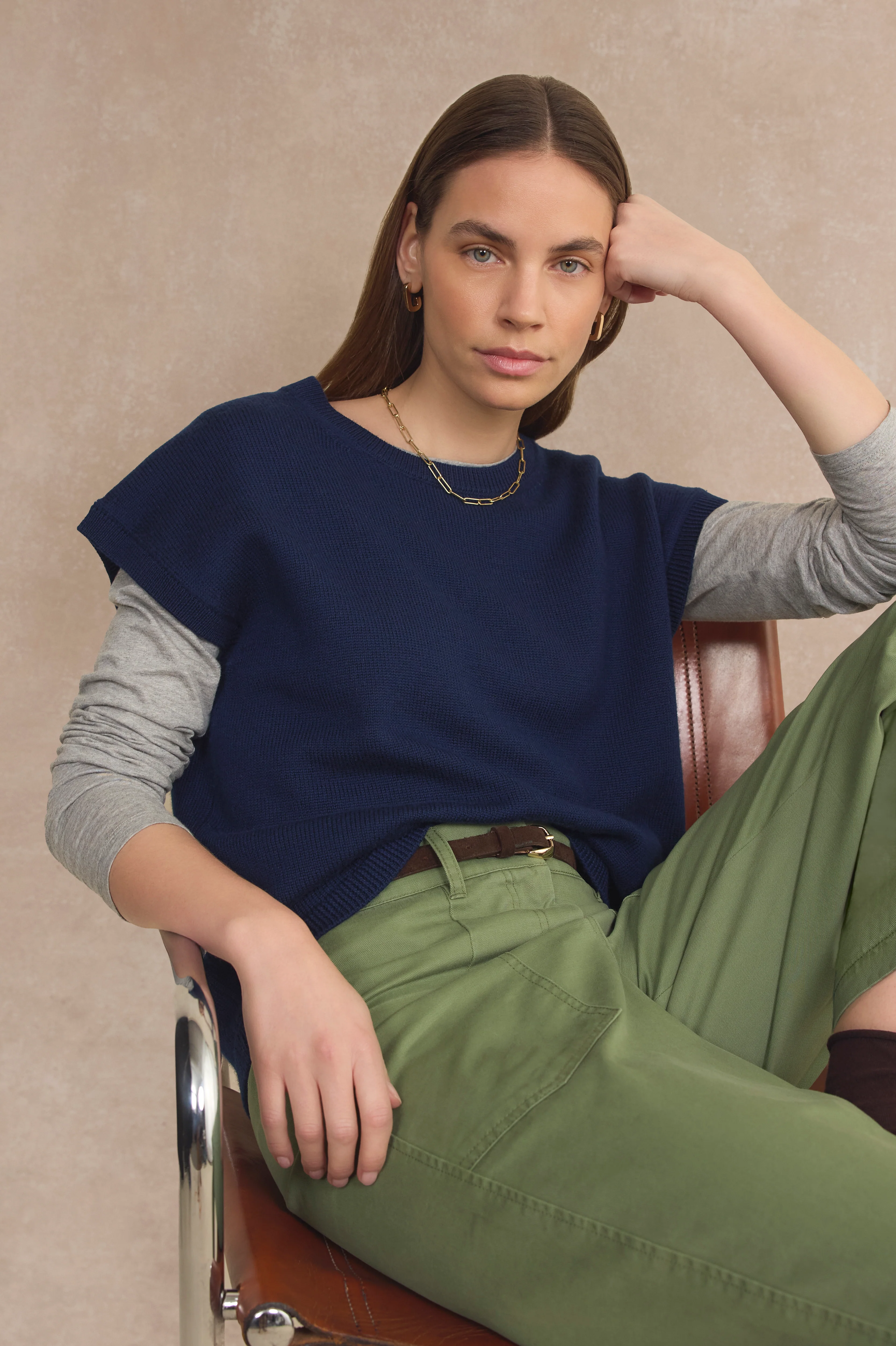 Margo Long Sleeve Jersey Top - Grey Marl - Image 5