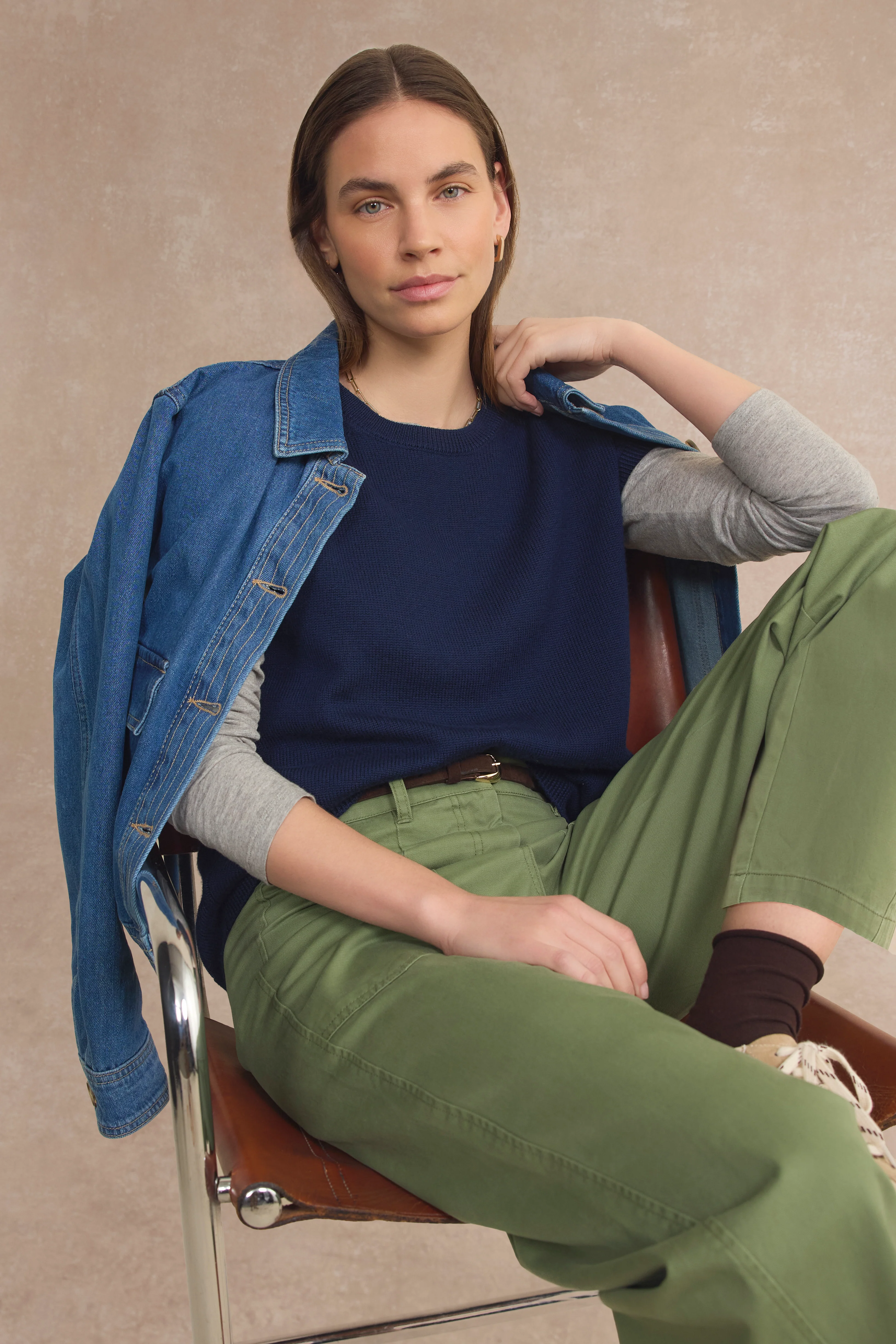 Margo Long Sleeve Jersey Top - Grey Marl - Image 6