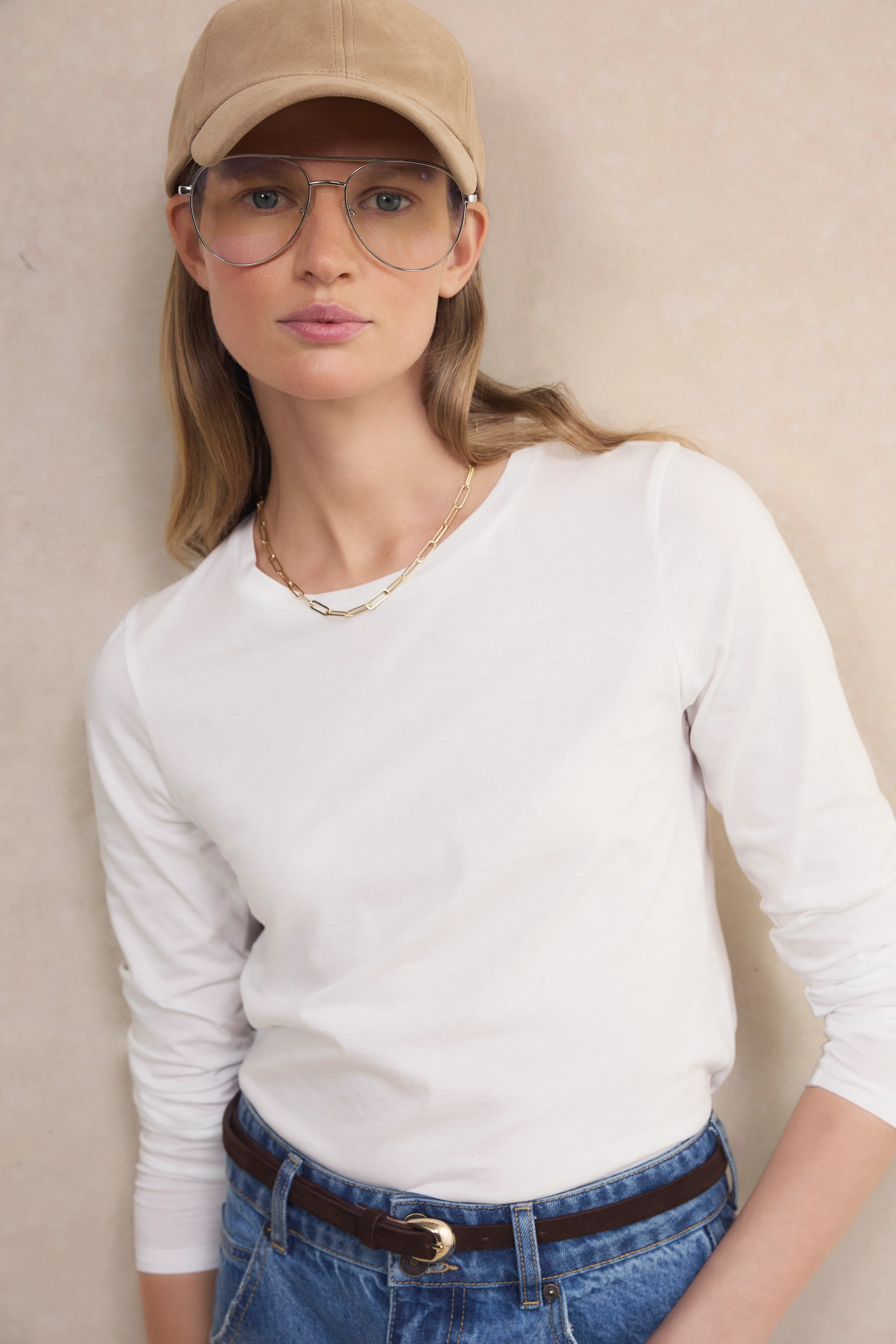 Margo Long Sleeve Jersey Top - White - Image 3