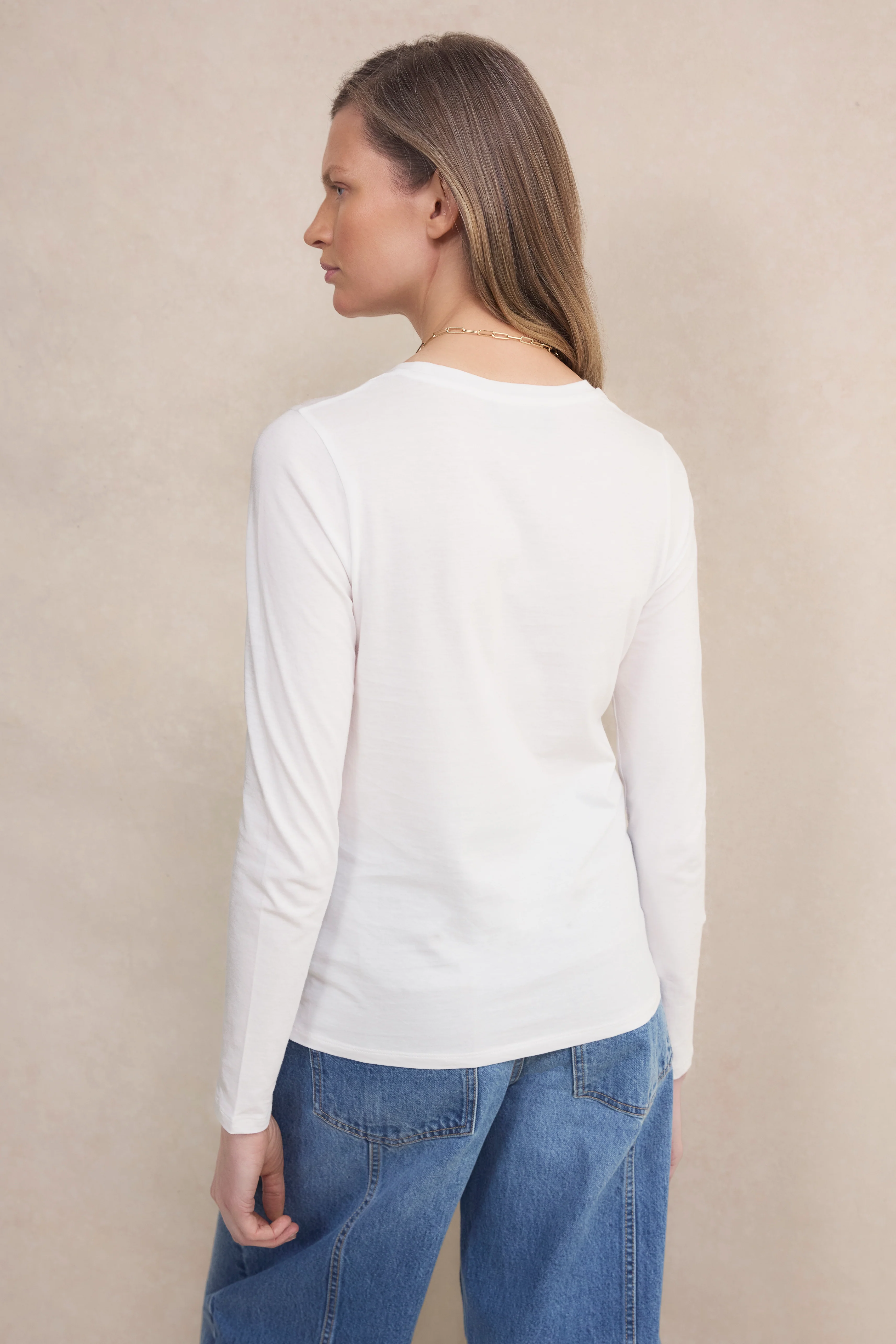 Margo Long Sleeve Jersey Top - White - Image 4