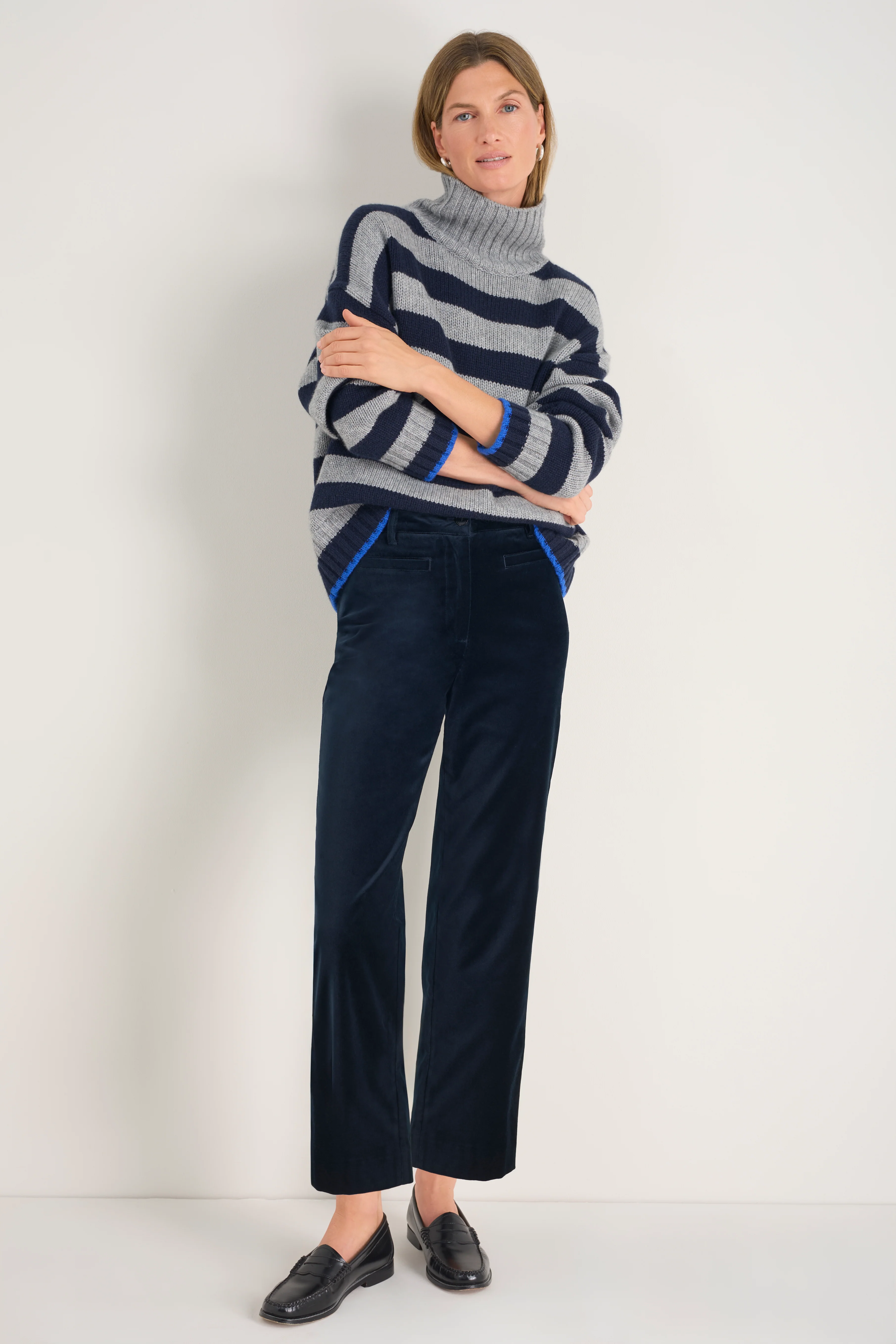 Marianne Cotton Velvet Trouser - Midnight - Image 4