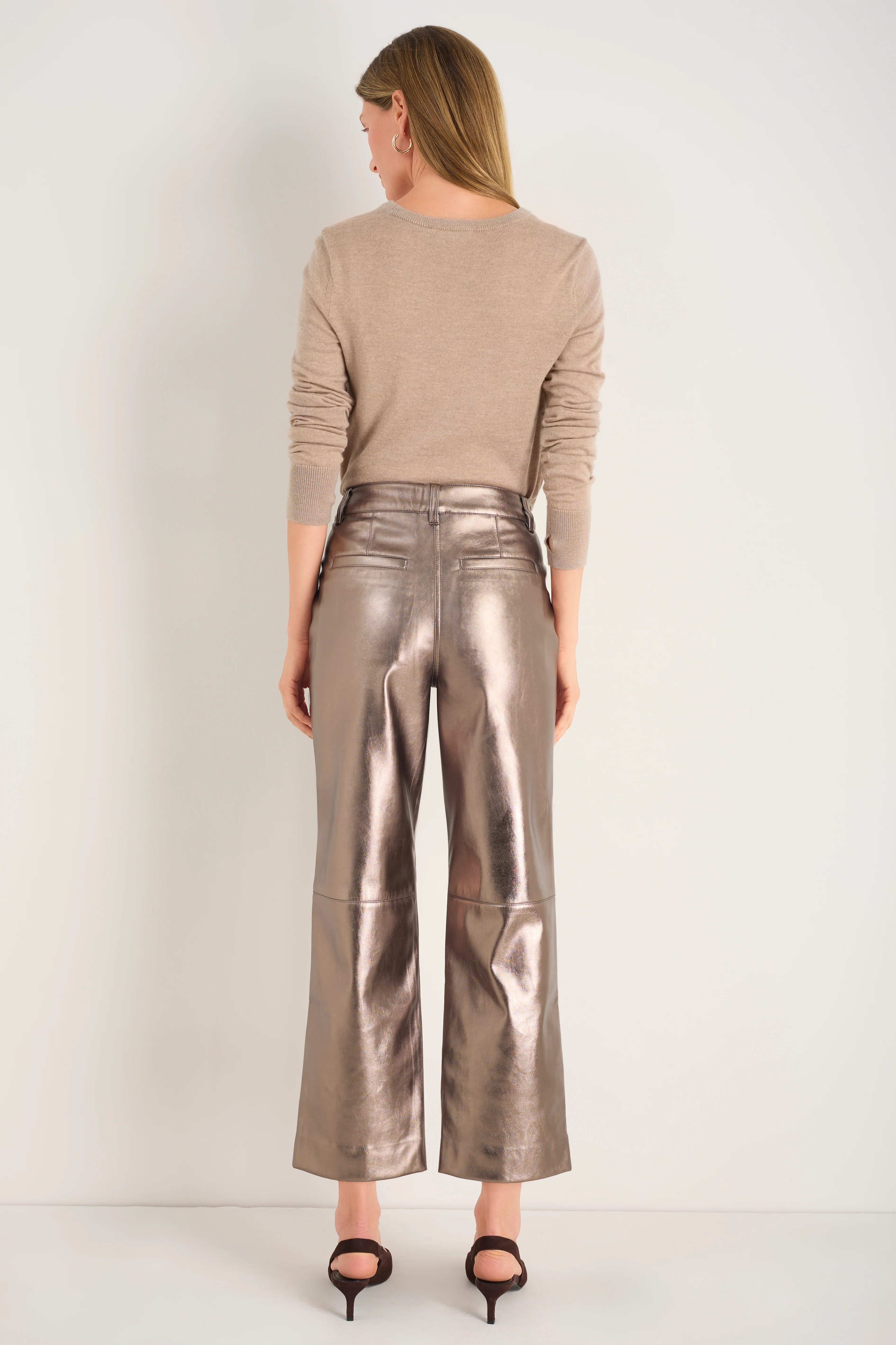 Marianne Faux Leather Trouser - Bronze - Image 4