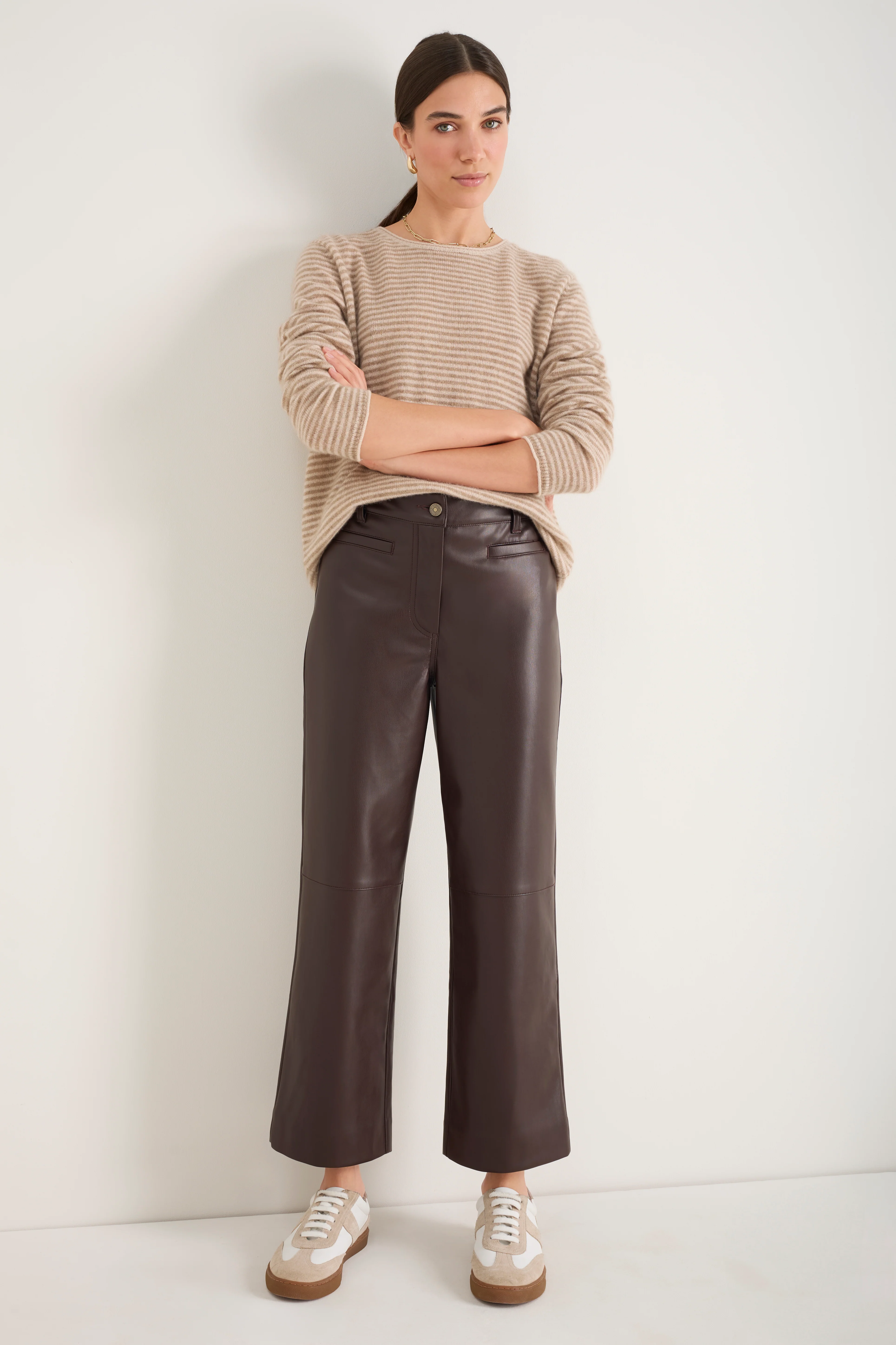 Marianne Faux Leather Trouser - Cocoa