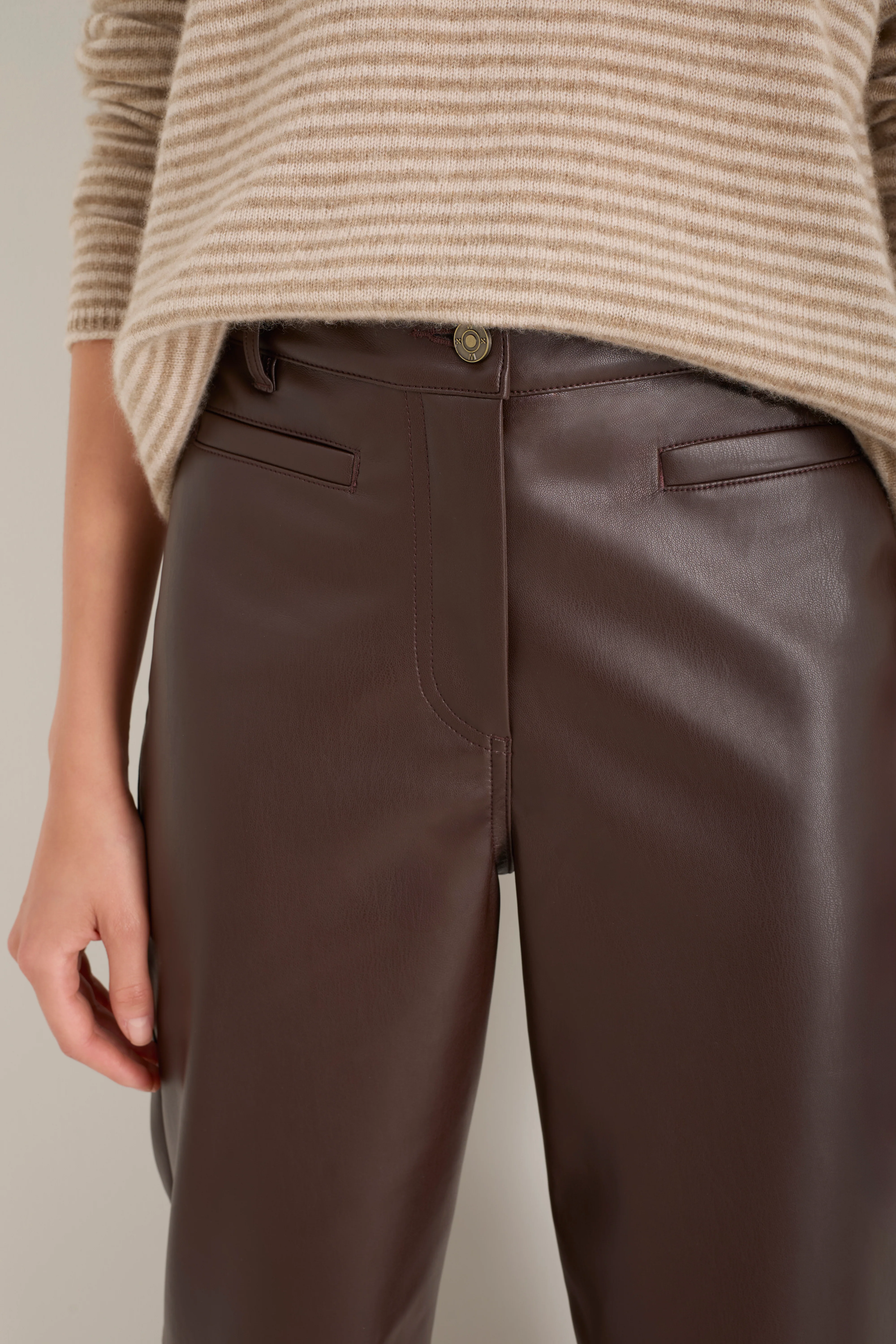 Marianne Faux Leather Trouser - Cocoa - Image 2