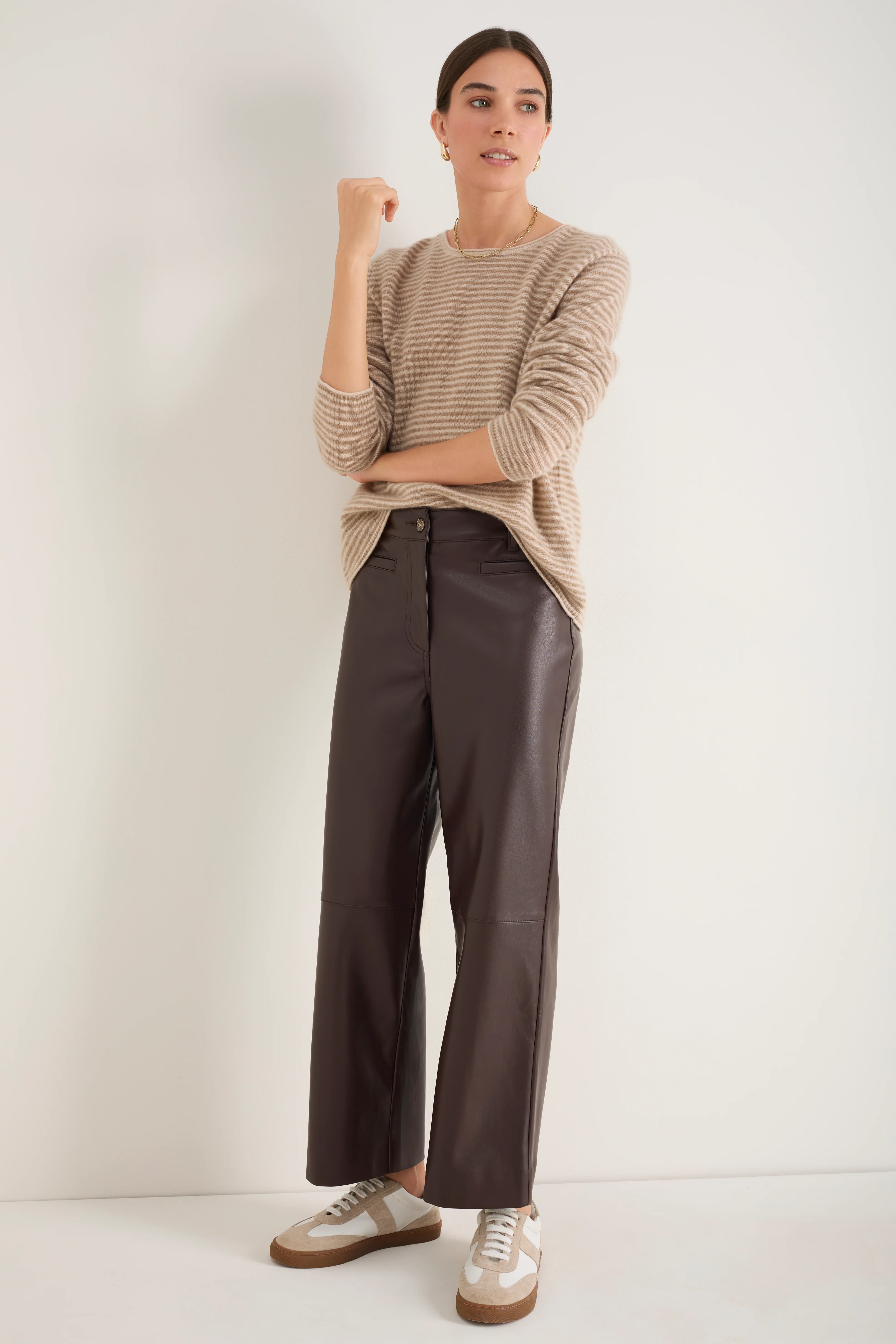 Marianne Faux Leather Trouser - Cocoa - Image 4