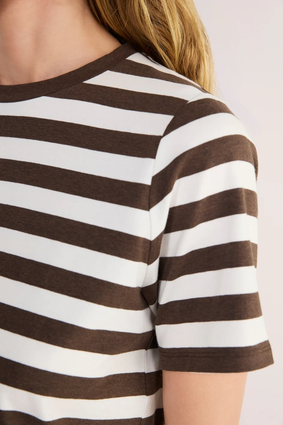 Marley Short Sleeve T-Shirt - Chocolate/Ivory Stripe - Image 2