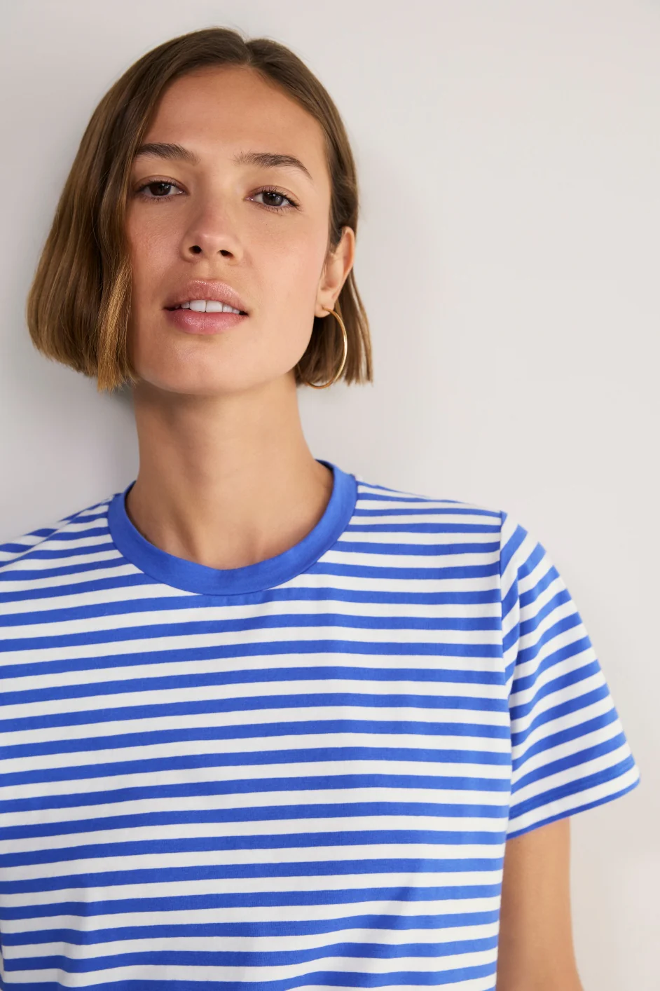 Marley Short Sleeve T-Shirt - Cobalt/Ivory Micro Stripe - Image 4