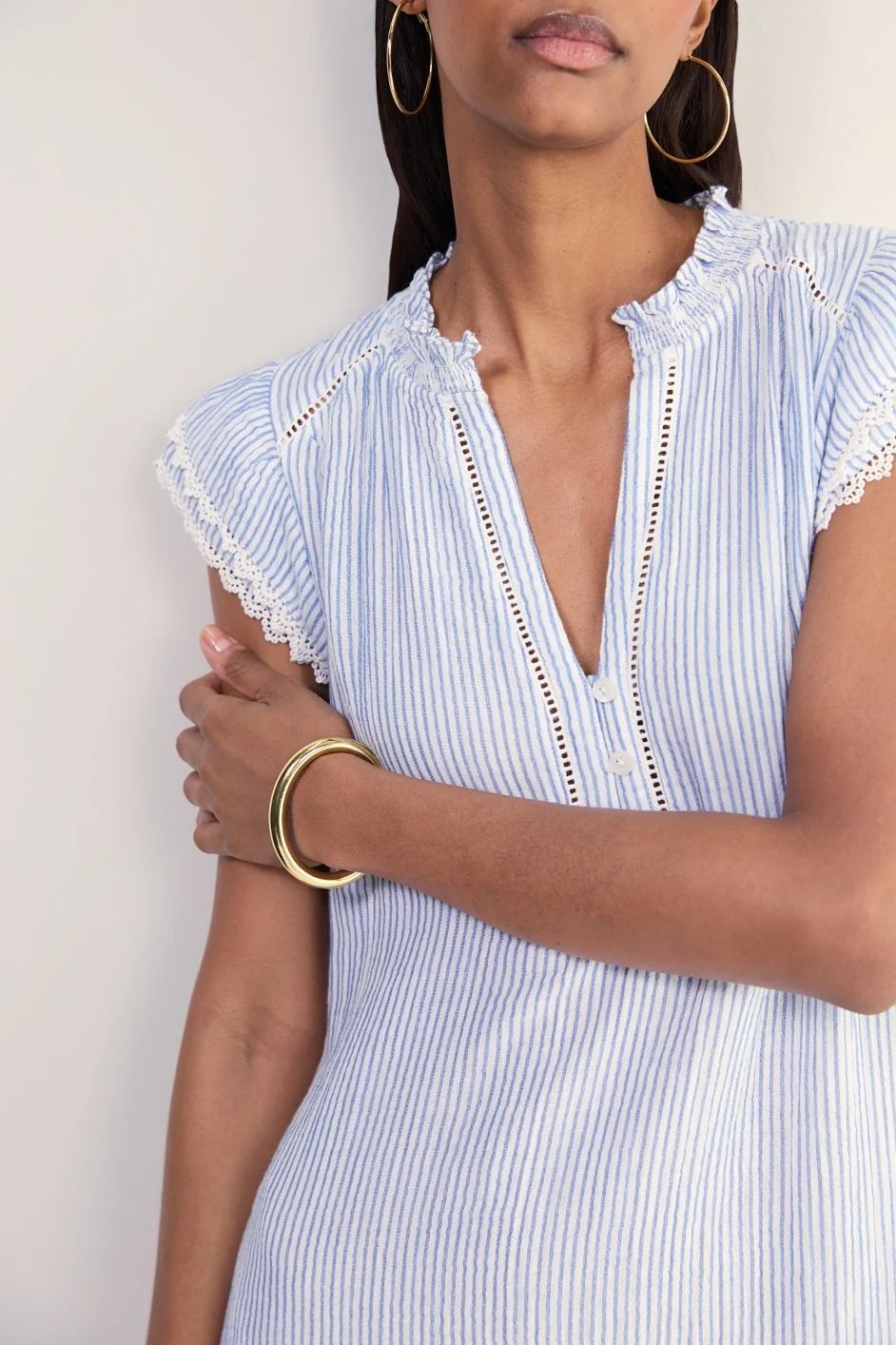 Marlow Short Dress - Sky Blue/White Stripe - Image 2