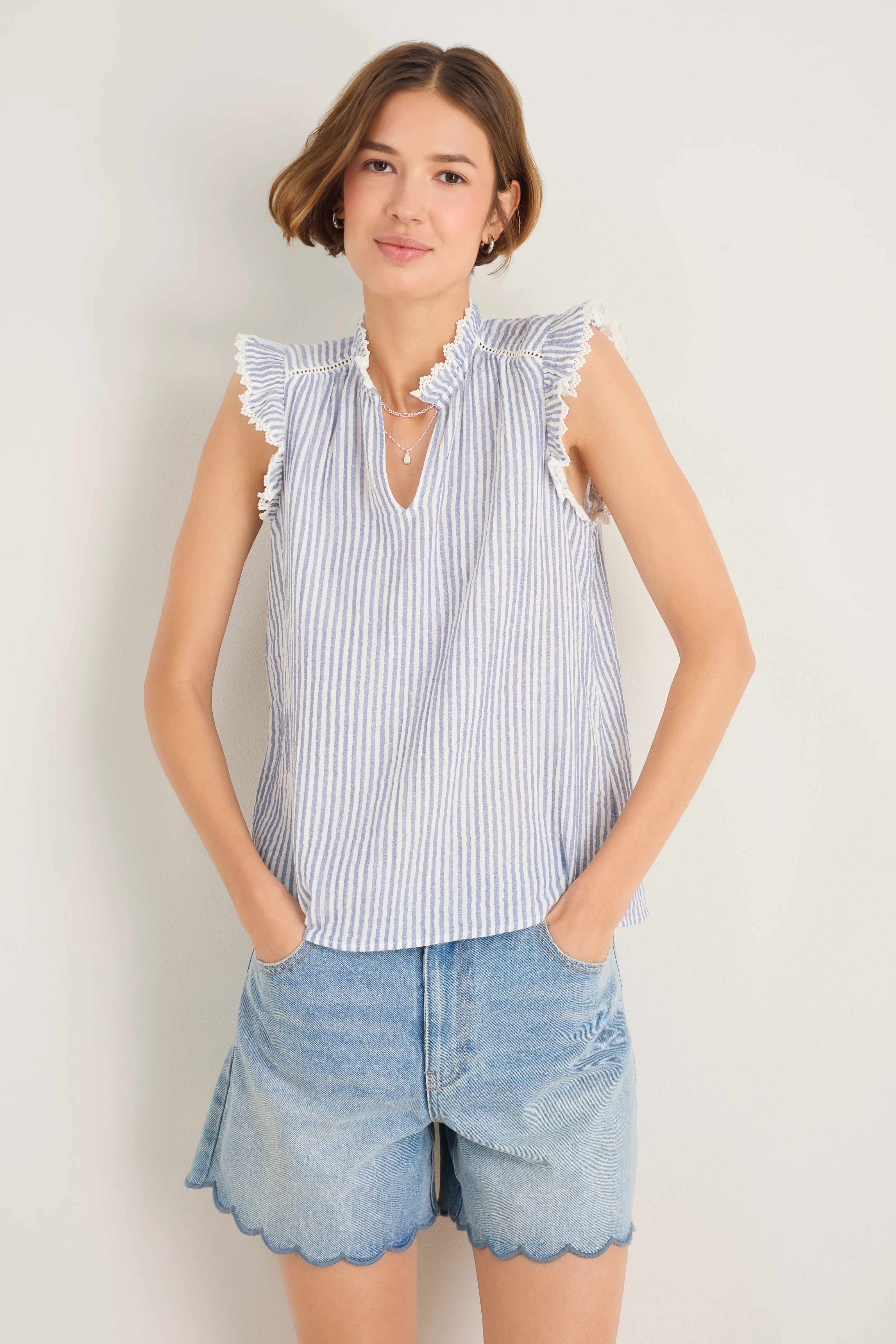 Marlow Top - Blue/Ivory Stripe - Image 4