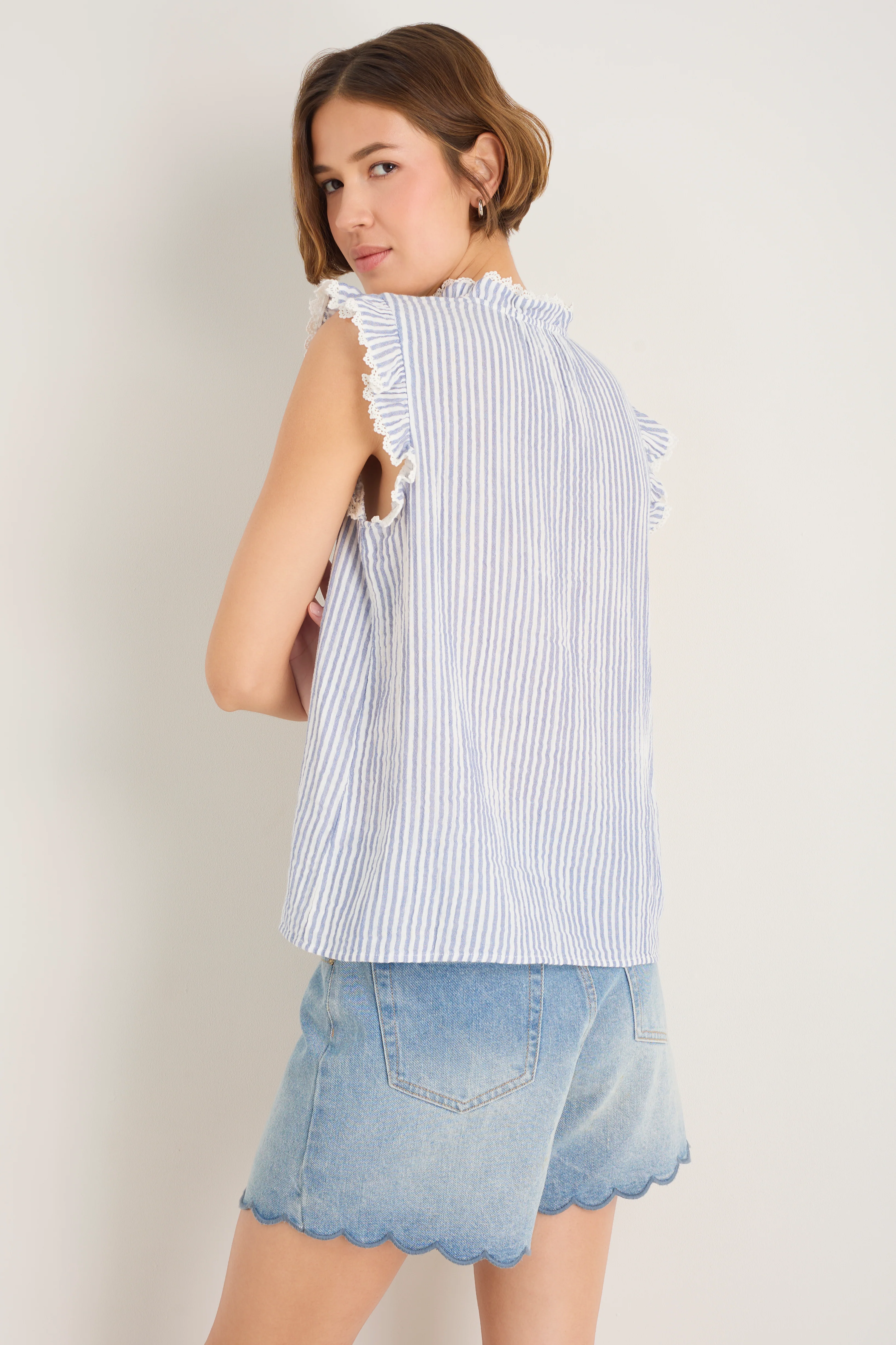 Marlow Top - Blue/Ivory Stripe - Image 5