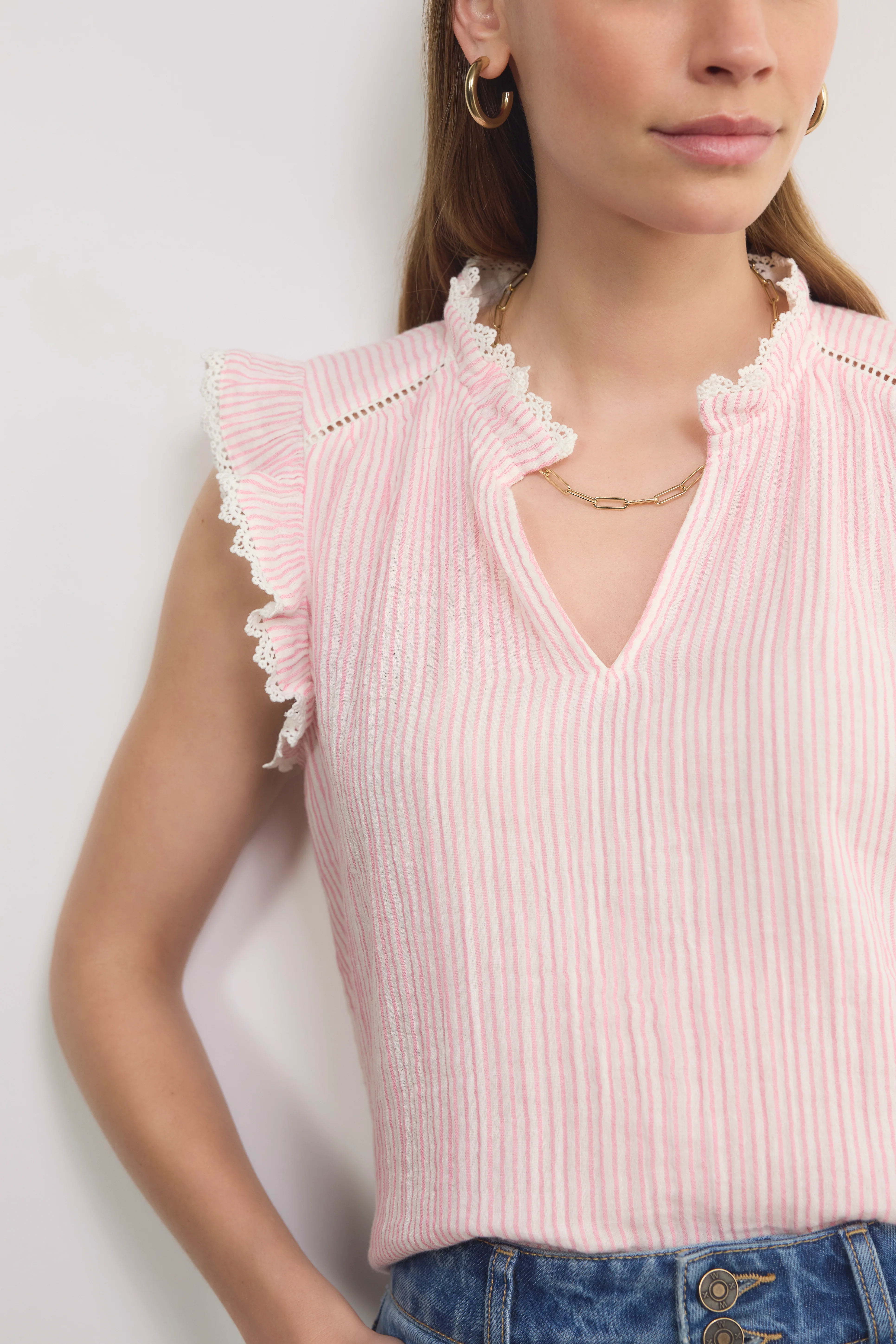Marlow Top - Blush Pink/White Stripe - Image 2