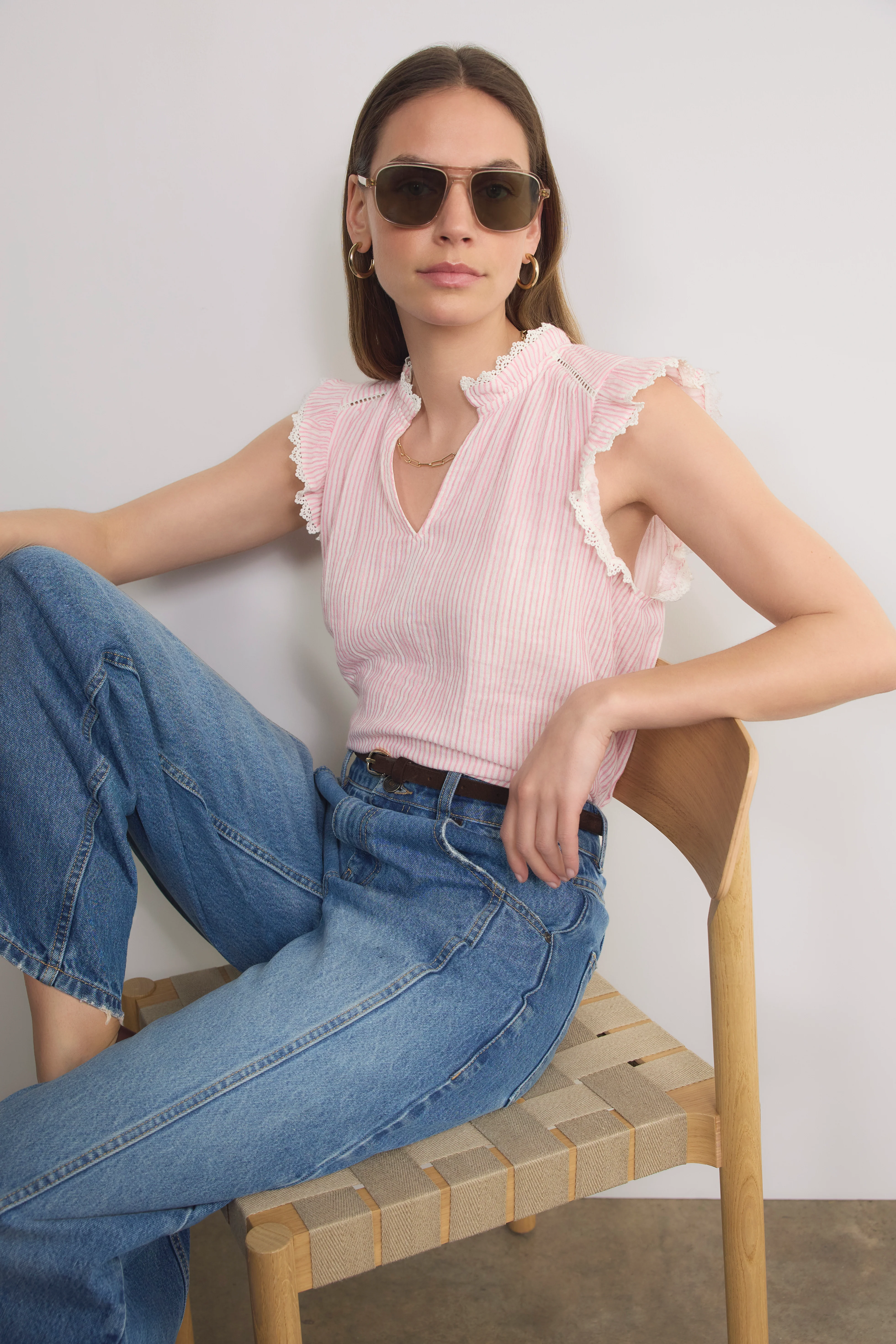 Marlow Top - Blush Pink/White Stripe - Image 3