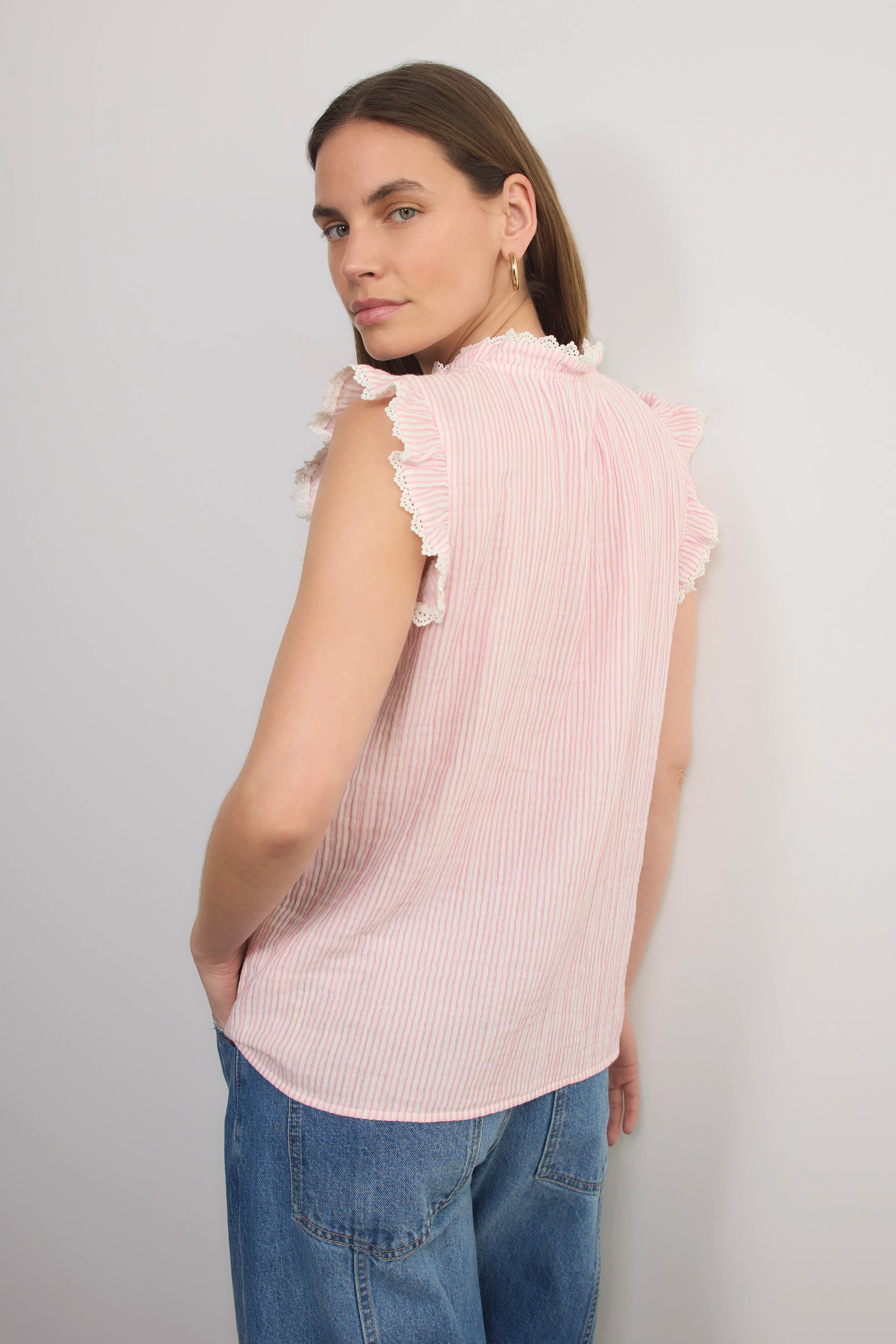 Marlow Top - Blush Pink/White Stripe - Image 4