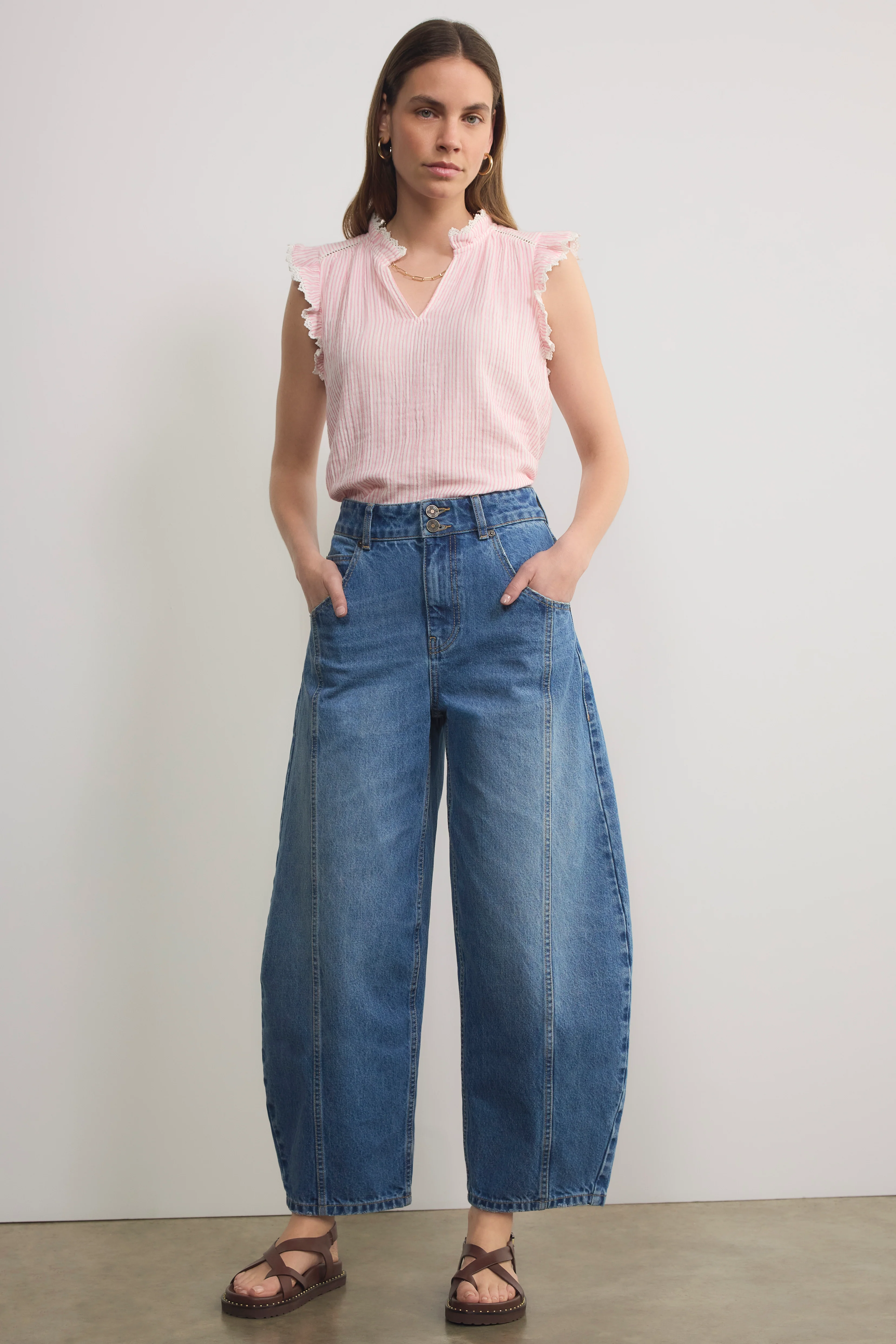 Marlow Top - Blush Pink/White Stripe - Image 5
