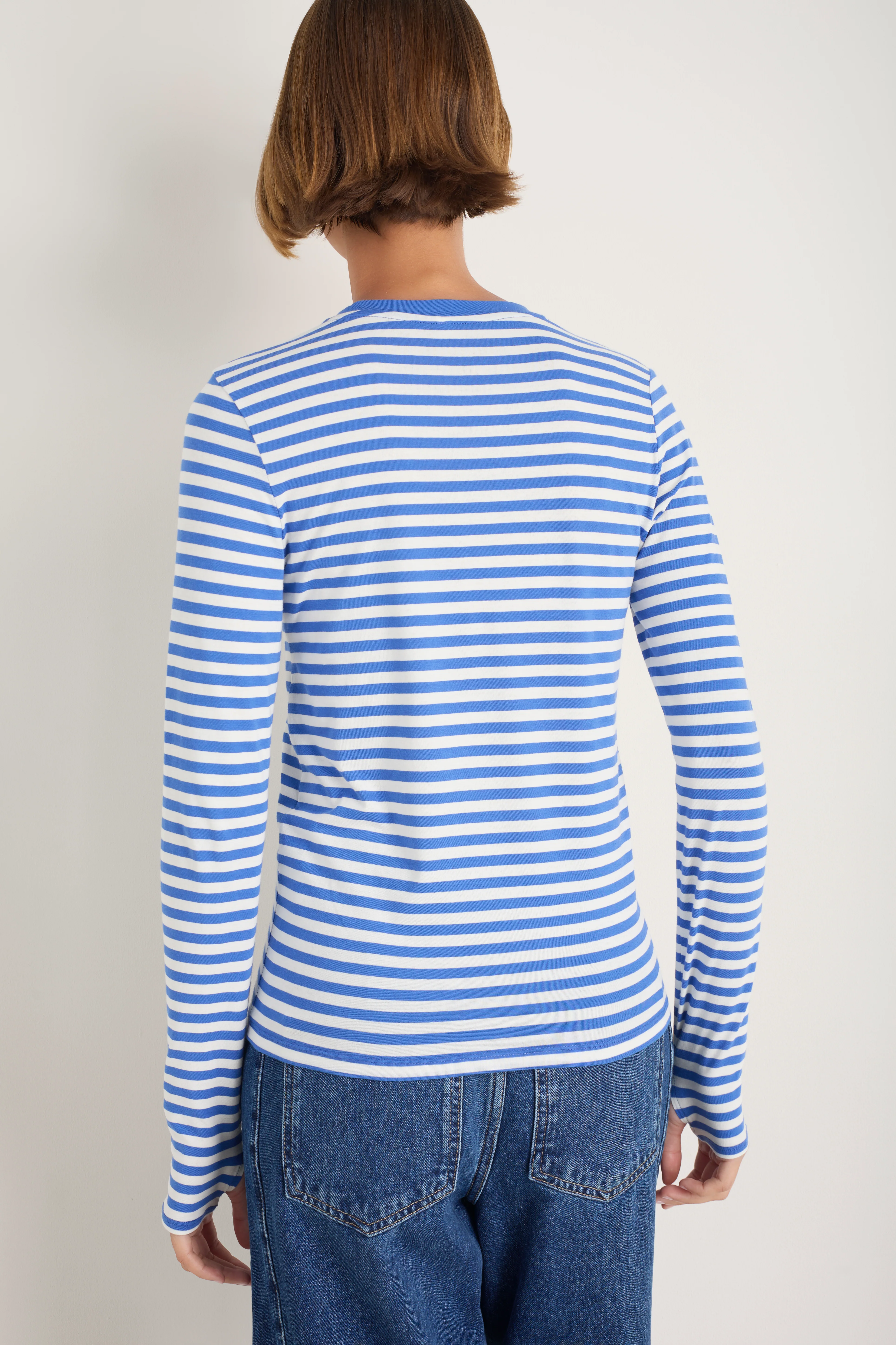 Marnie Long Sleeve Jersey Top - Cobalt/Ivory Stripe - Image 4