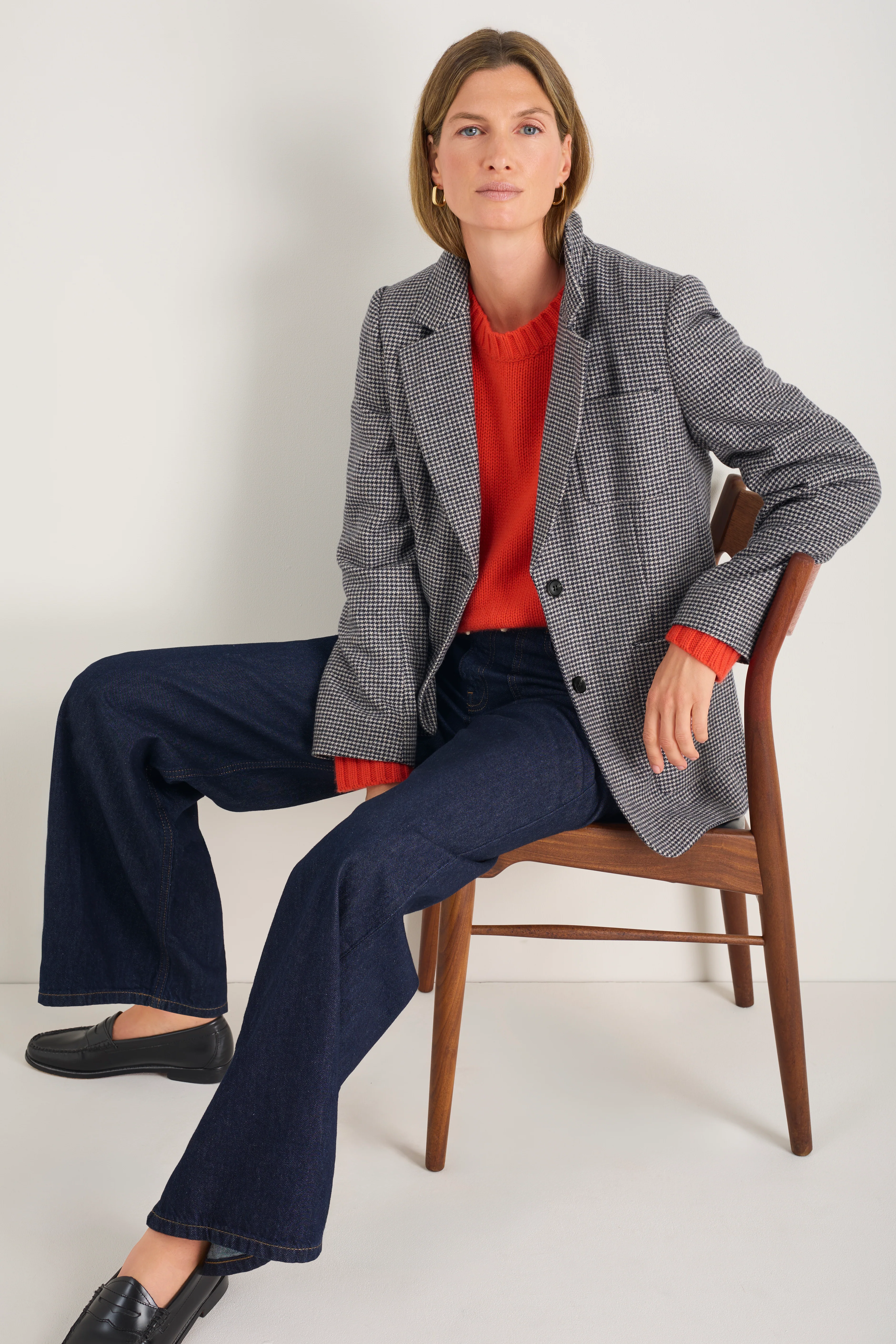 Melanie Dogtooth Blazer - Midnight/Stone Check - Image 5