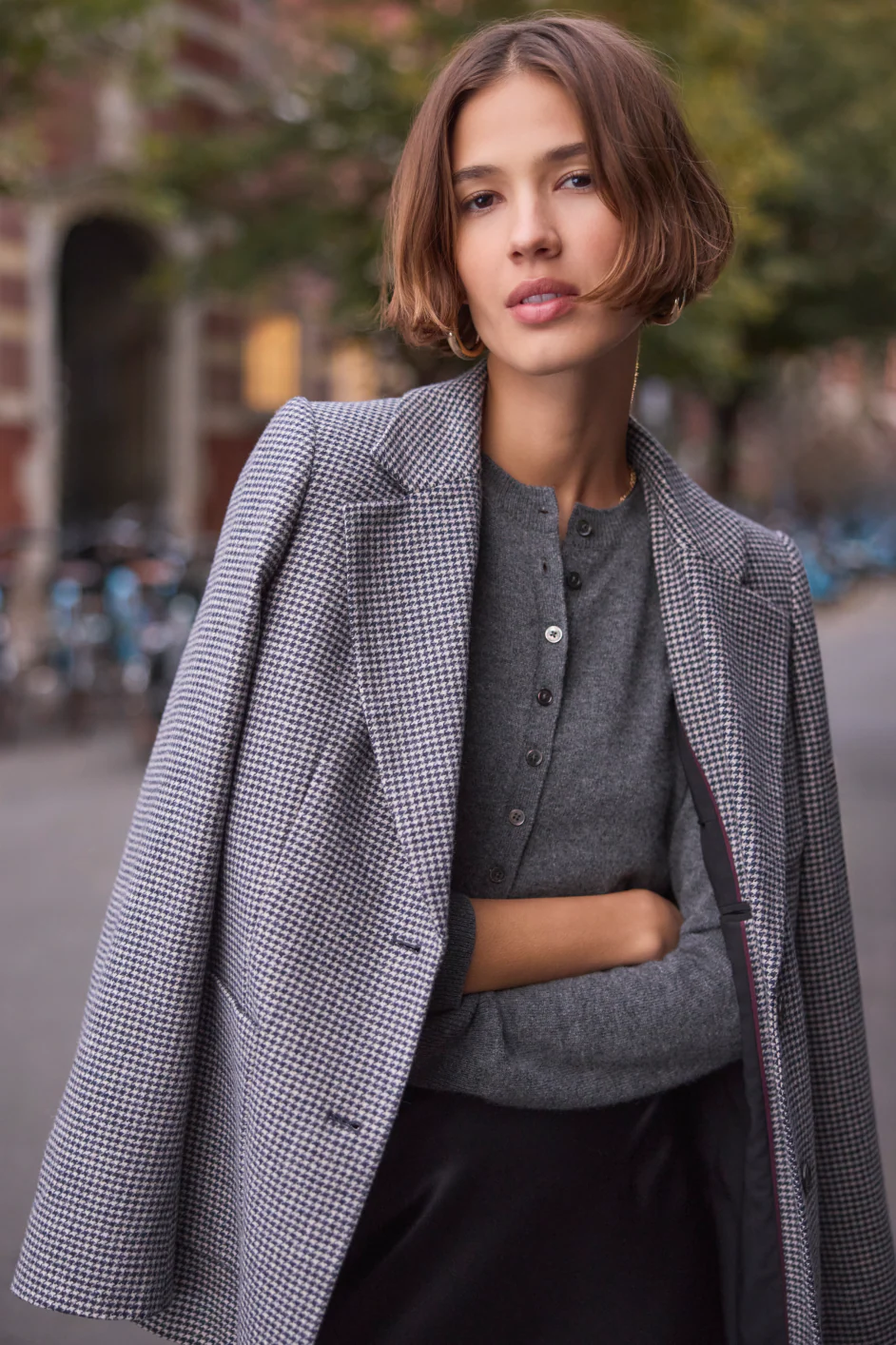 Melanie Dogtooth Blazer - Midnight/Stone Check - Image 8