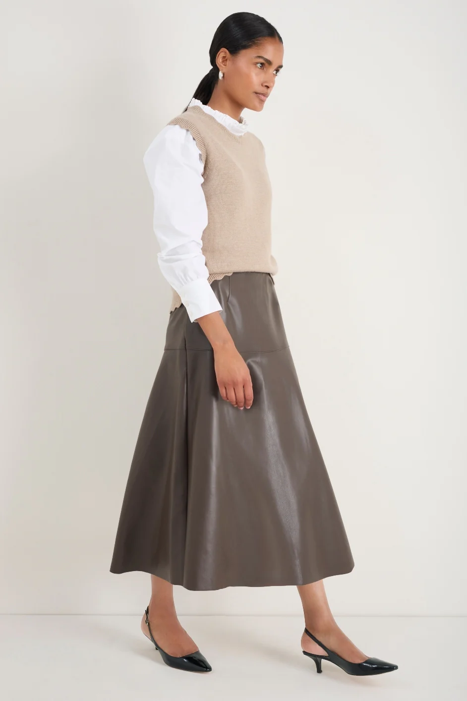 Melina Faux Leather Skirt - Espresso - Image 5
