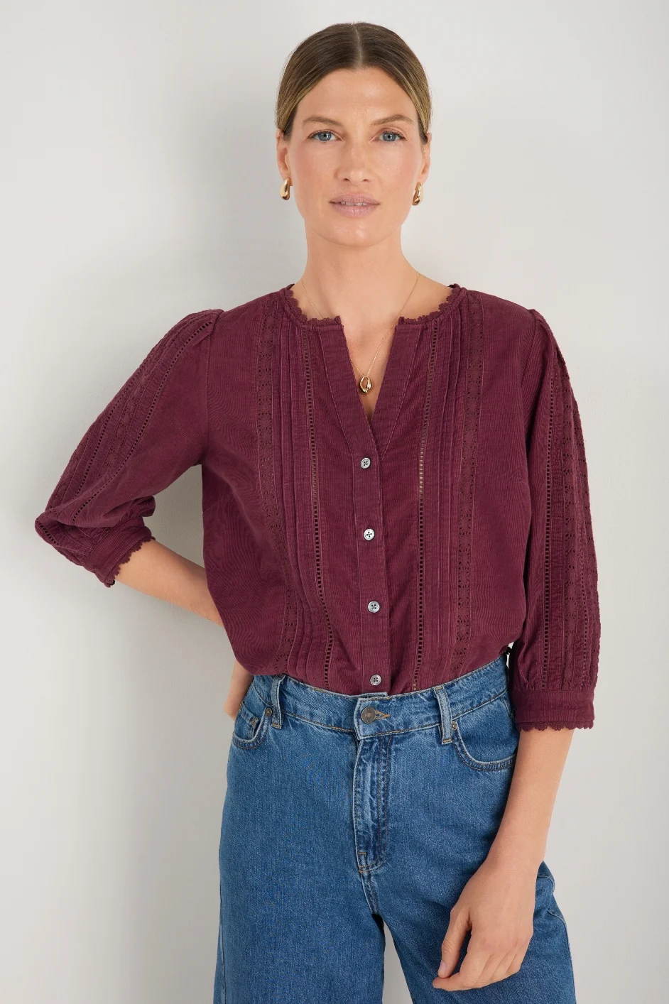 Melissa Cord Blouse - Deep Fig - Image 3