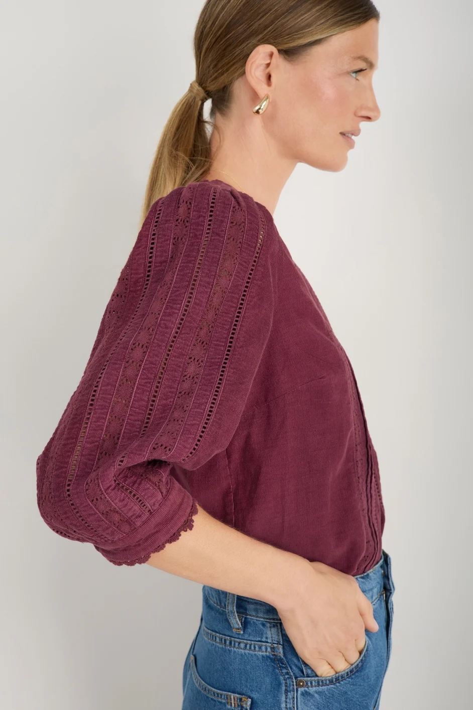 Melissa Cord Blouse - Deep Fig - Image 4