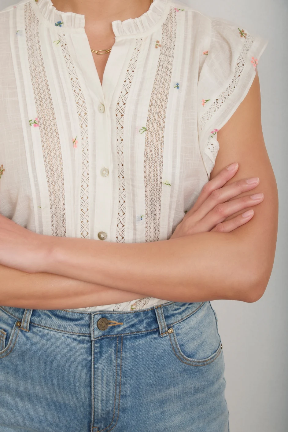Melody Lace Top - Ivory Embroidered - Image 5