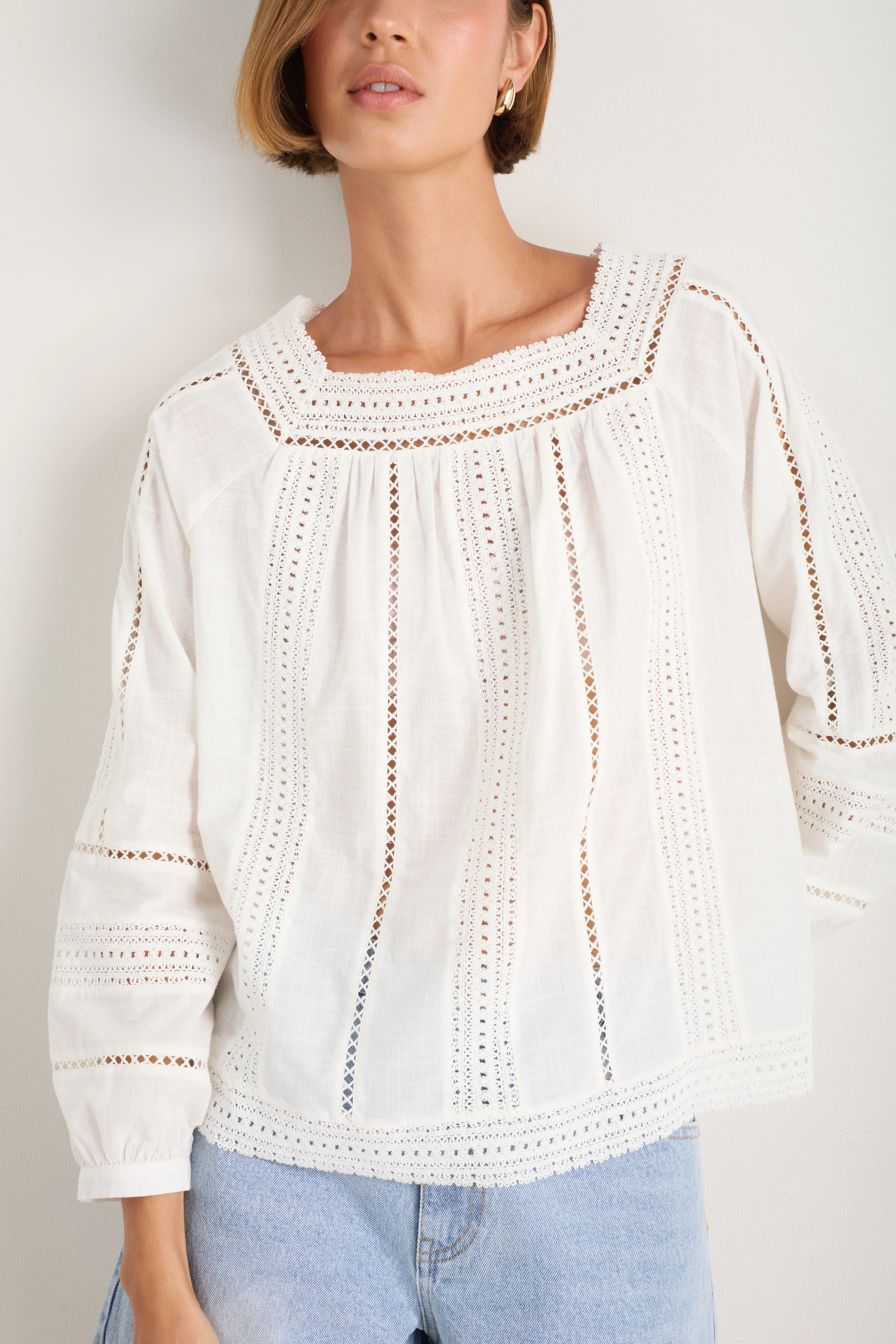 Melody Square Neck Top - Ivory - Image 4