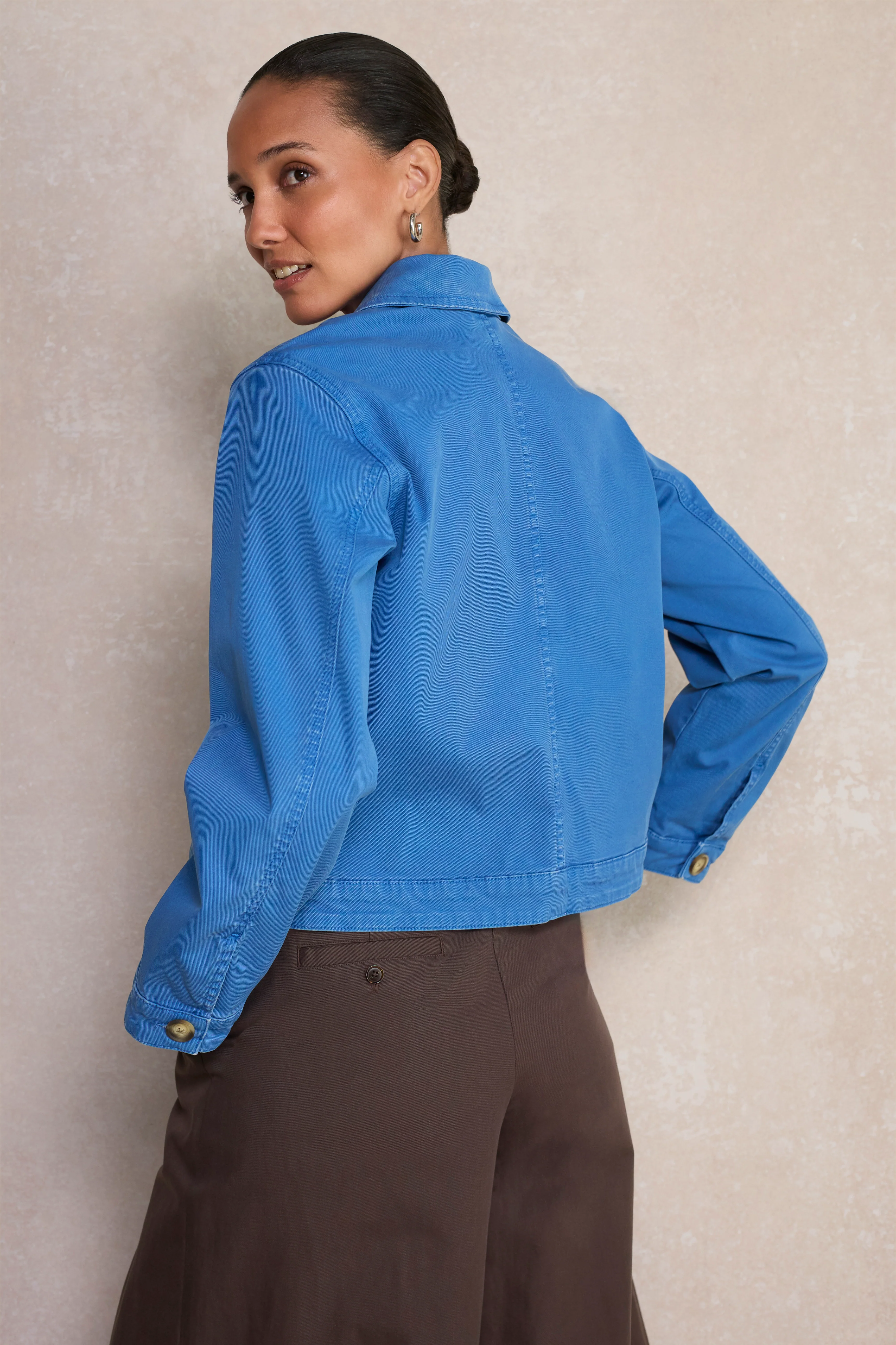 Mia Cropped Jacket - Coastal Blue - Image 4