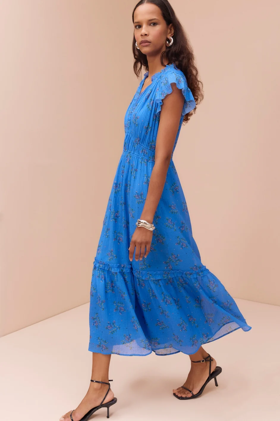 Miah Silk Blend Dress - Regatta Blue - Image 4