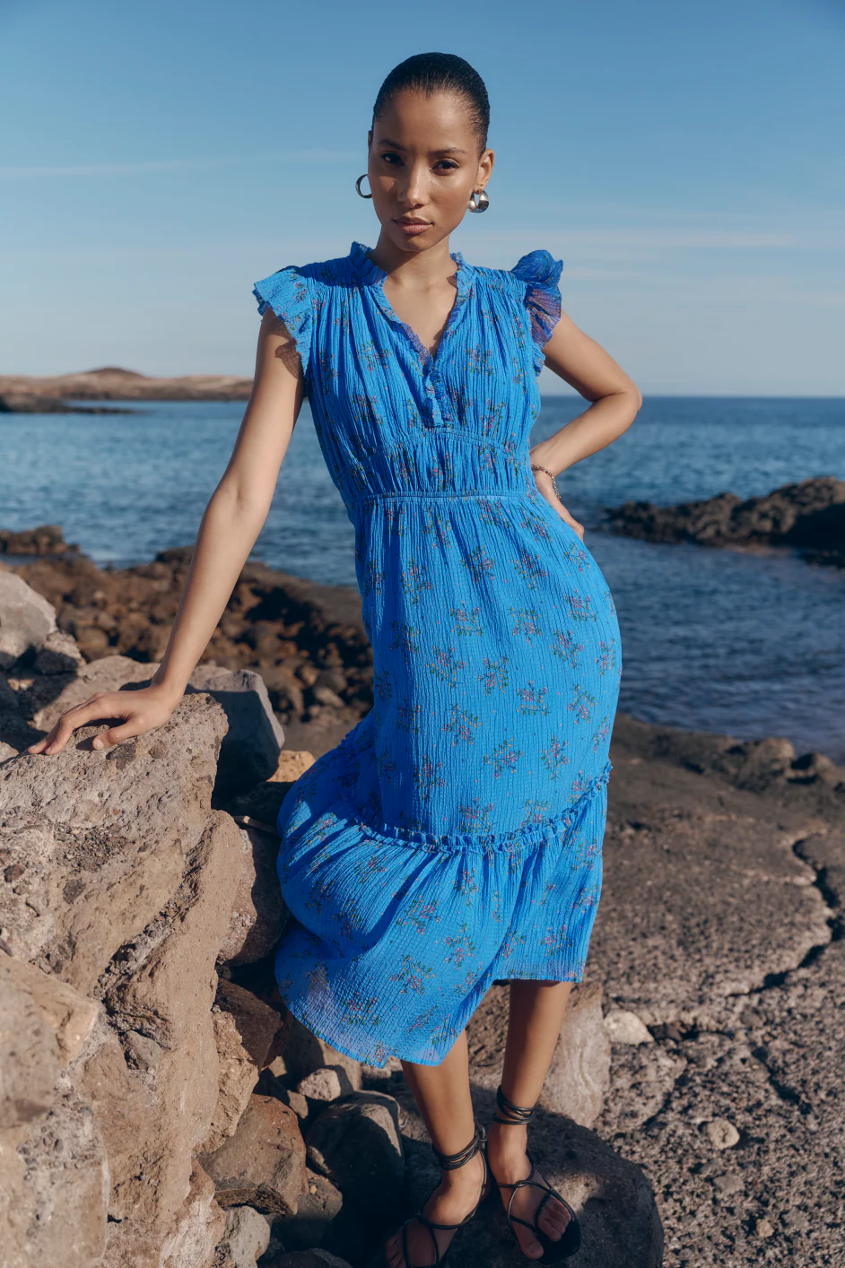 Miah Silk Blend Dress - Regatta Blue - Image 5