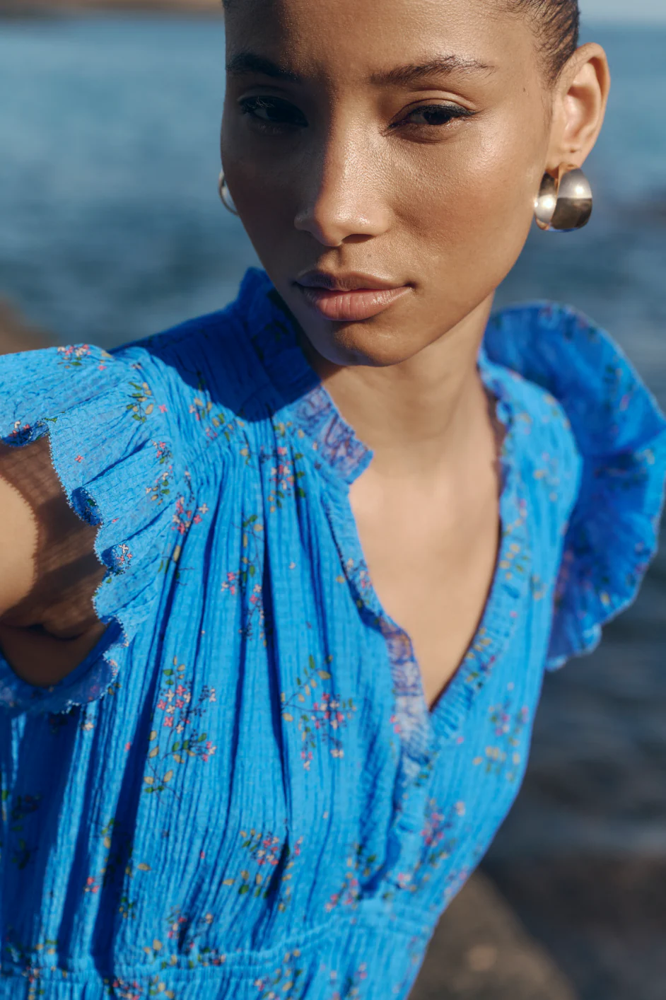 Miah Silk Blend Dress - Regatta Blue - Image 6