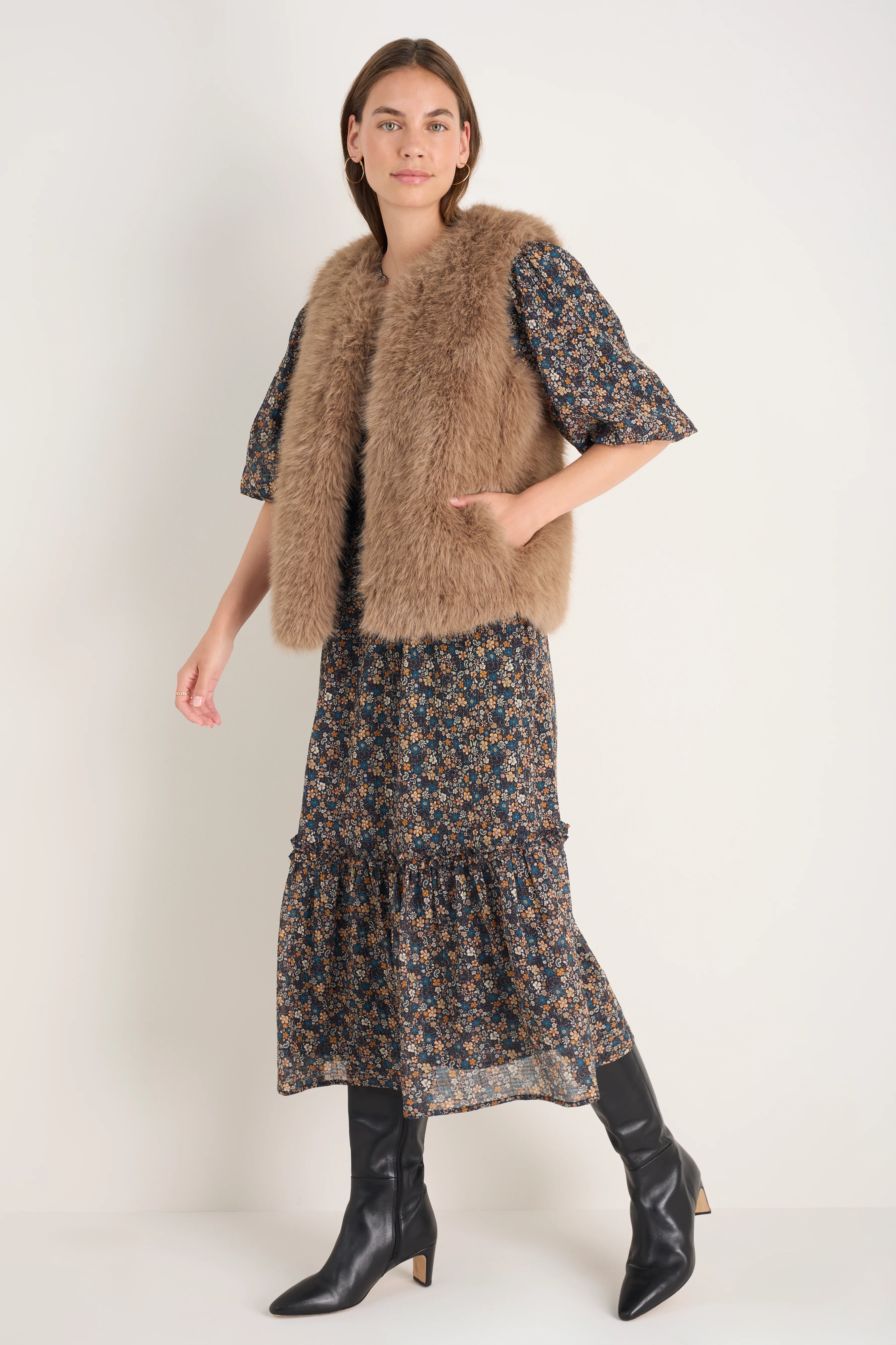 Miah Silk Blend Dress - Retro Floral Scarf - Image 3