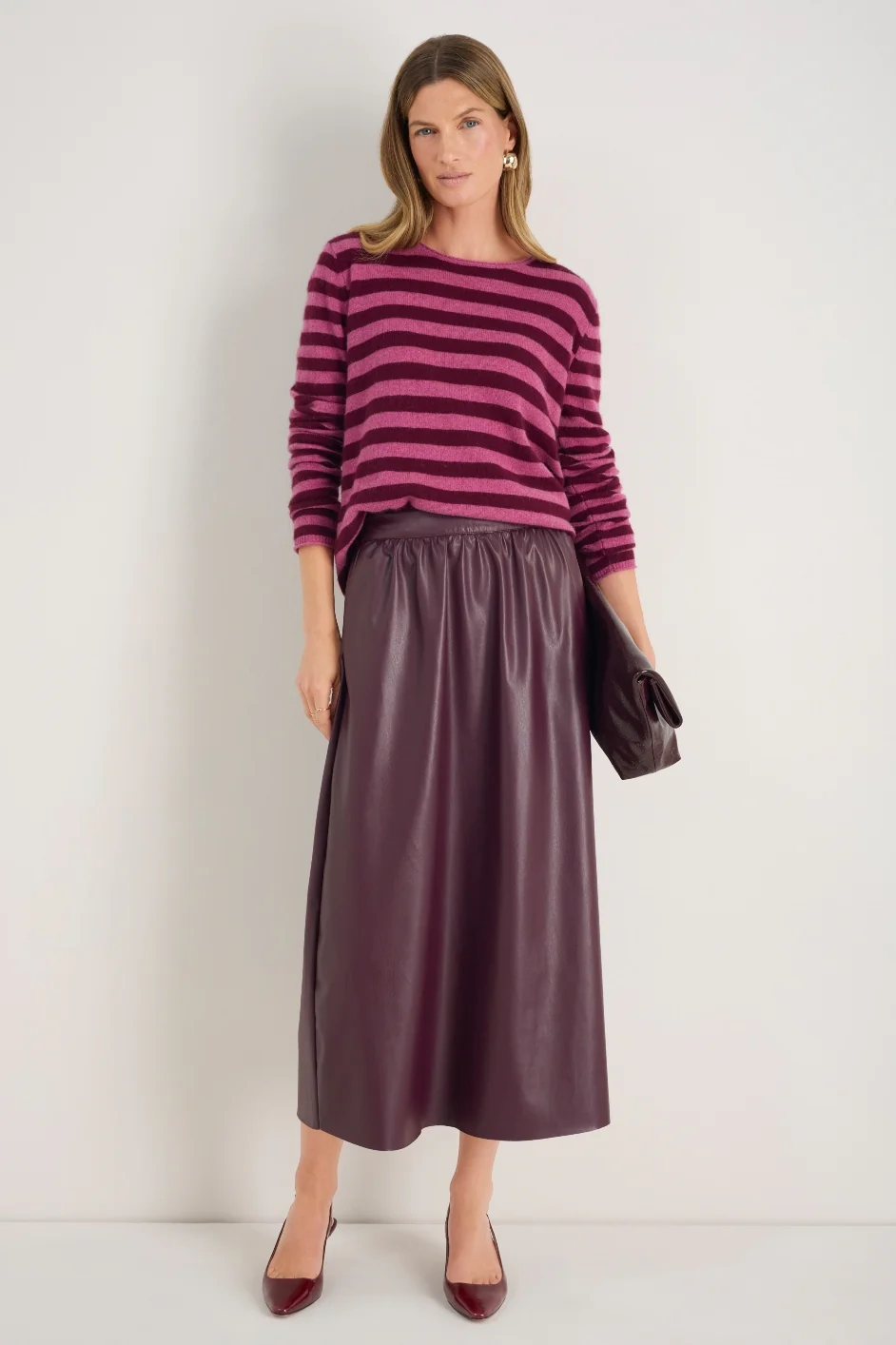 Mollie Faux Leather Skirt - Deep Fig - Image 4