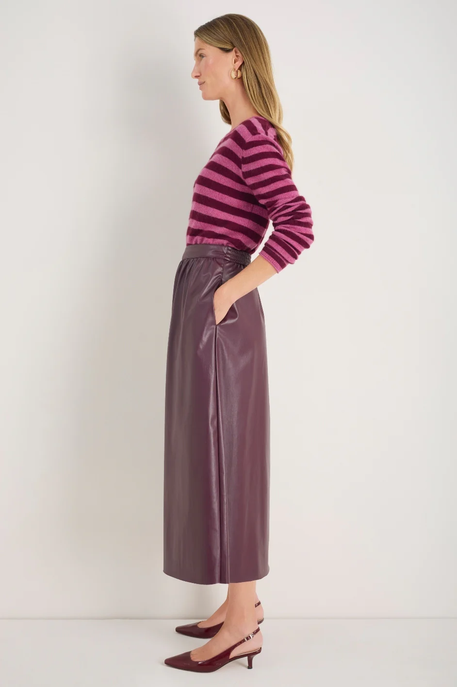 Mollie Faux Leather Skirt - Deep Fig - Image 6