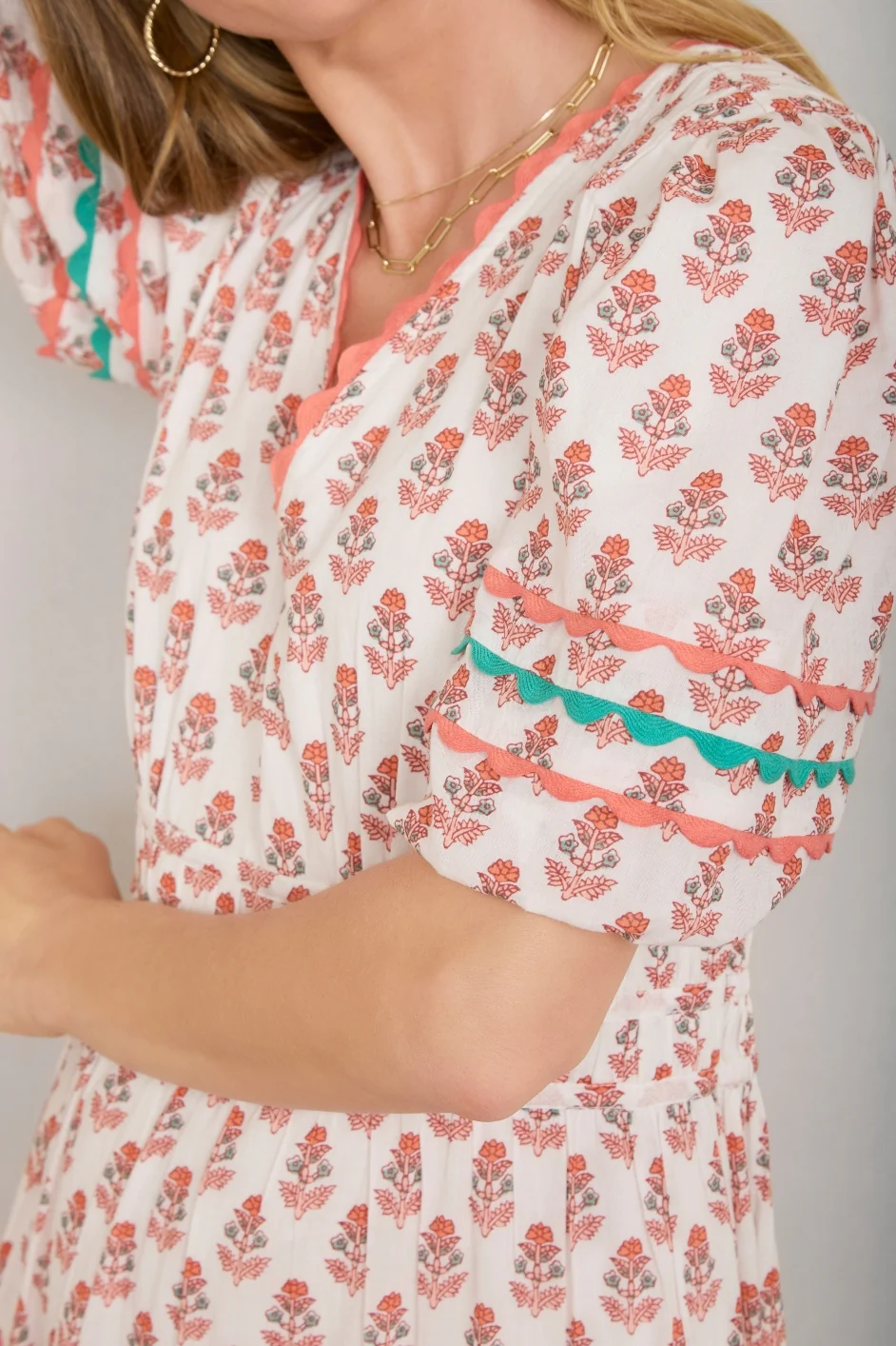 Narissa Dress - Ivory Woodblock Print - Image 3