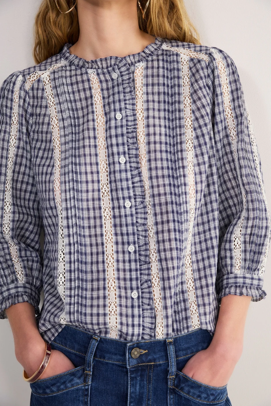 Nelly Blouse - Midnight/Ivory Check - Image 2