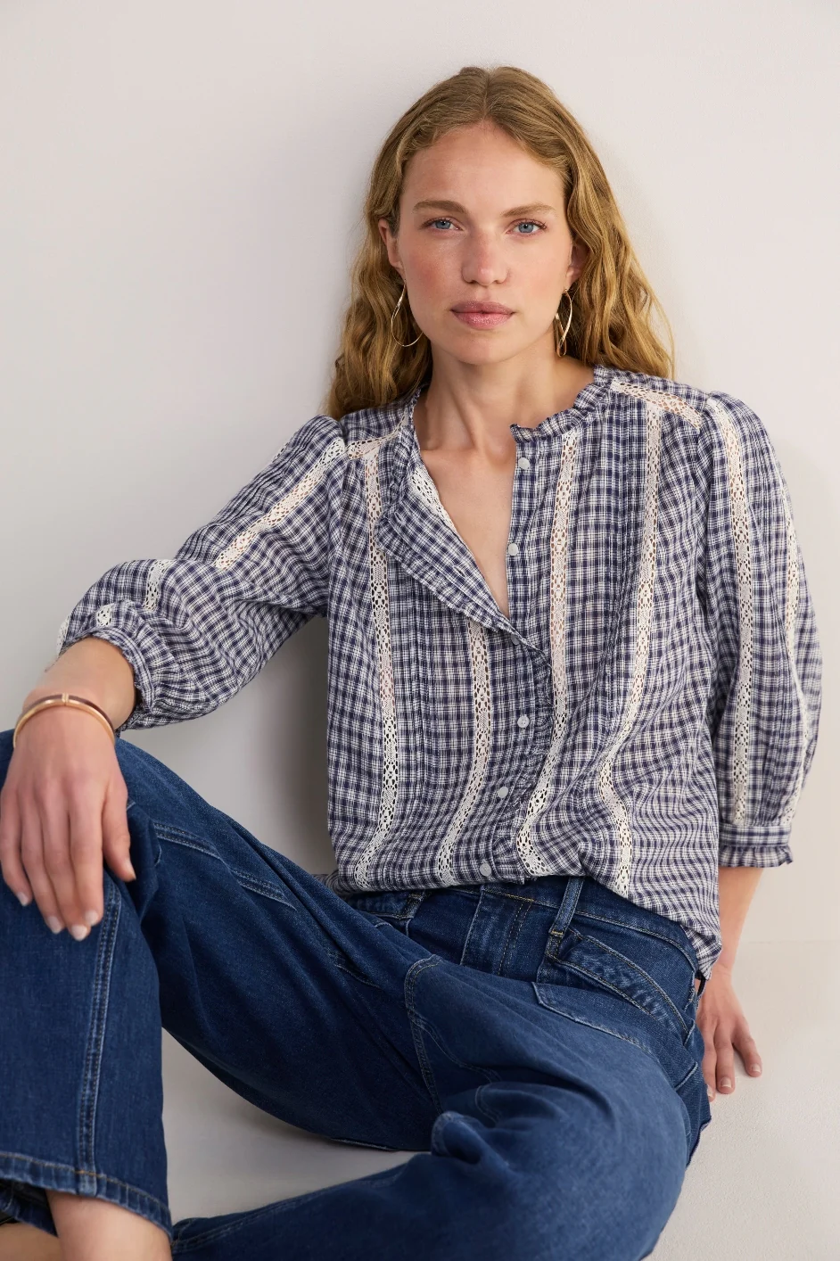 Nelly Blouse - Midnight/Ivory Check - Image 3