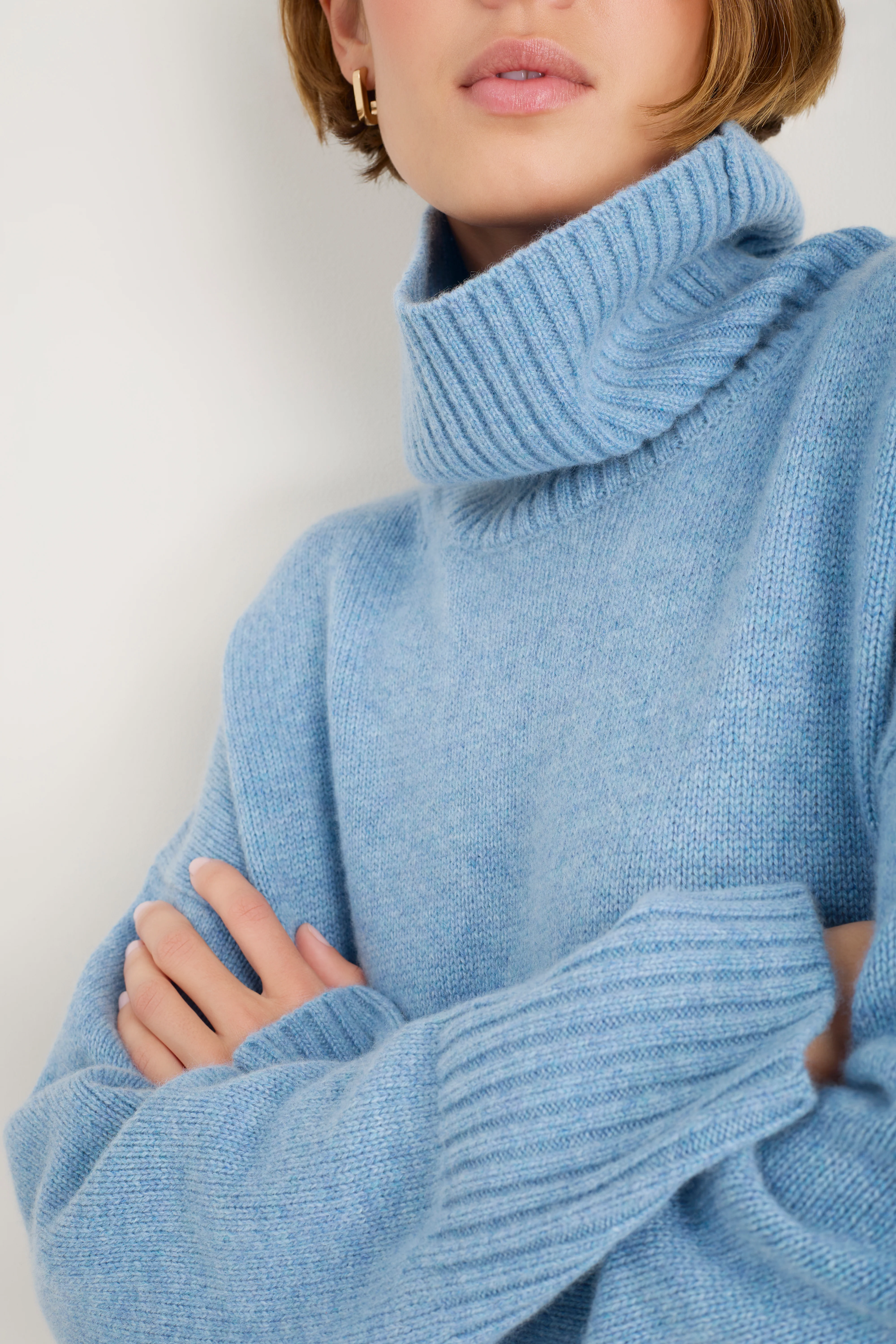 Nelly Roll Neck Jumper - Denim Blue Melange - Image 2