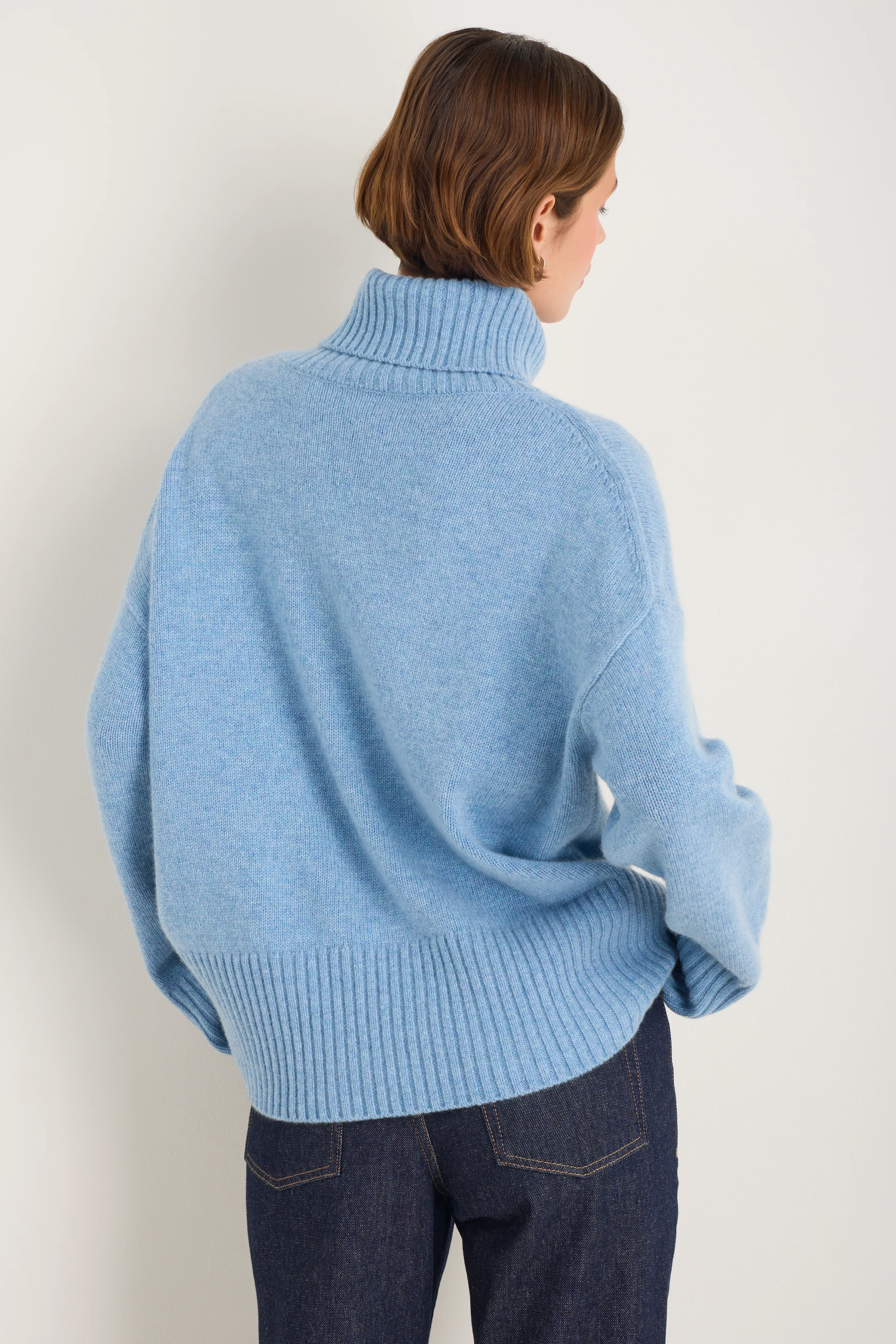Nelly Roll Neck Jumper - Denim Blue Melange - Image 5