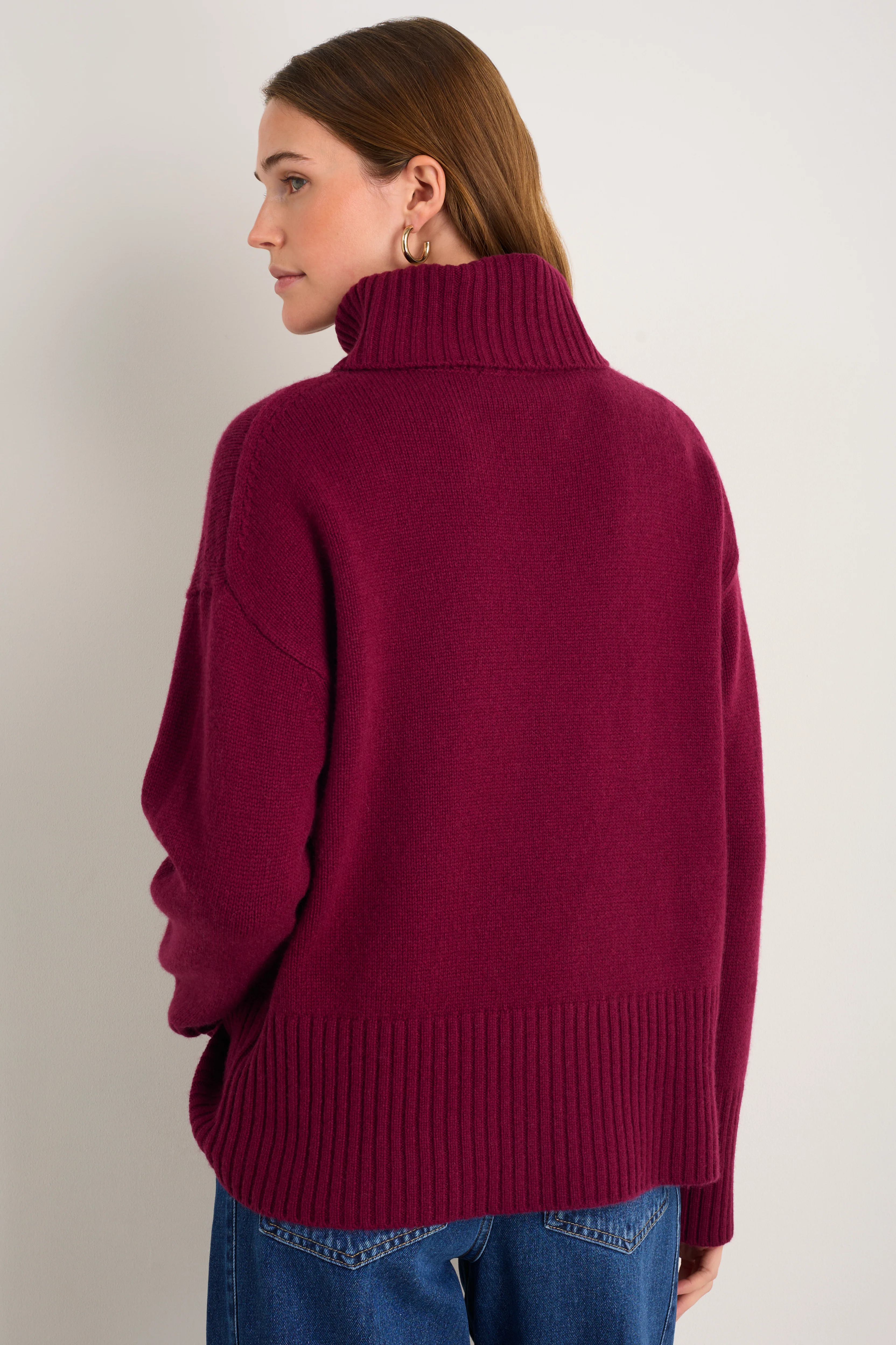 Nelly Roll Neck Jumper - Plum - Image 5