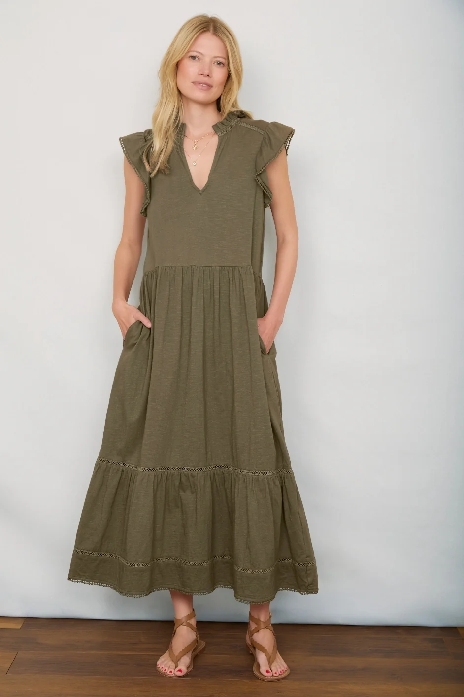 Nicolette Jersey Dress - Khaki