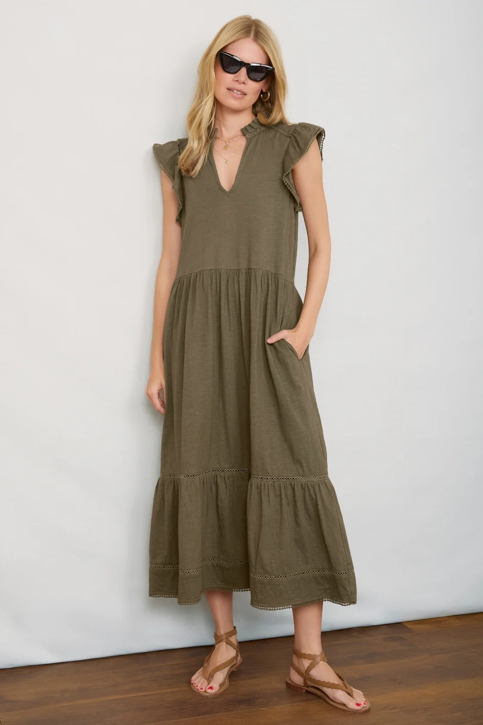 Nicolette Jersey Dress - Khaki - Image 3