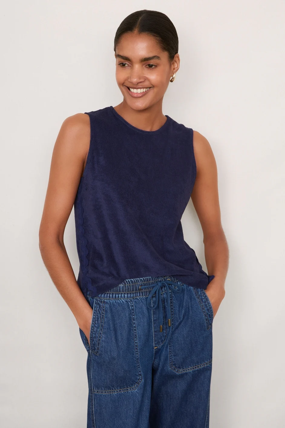 Nina Towelling Top - Midnight - Image 3