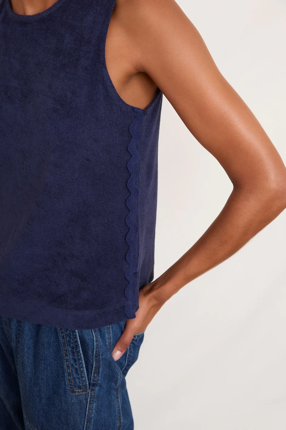 Nina Towelling Top - Midnight - Image 4